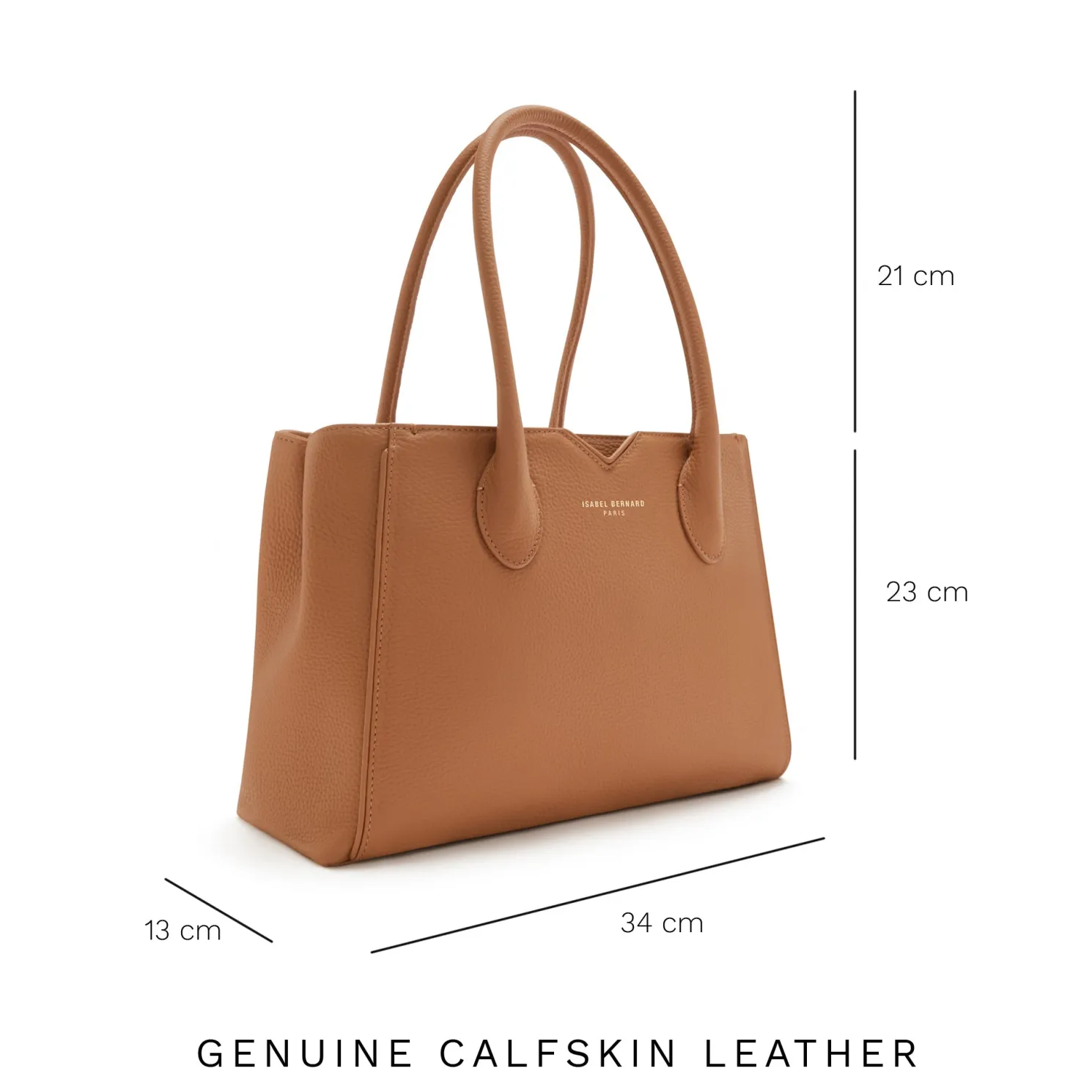 Honoré Cloe Midi camel leren handtas van kalfsleer
