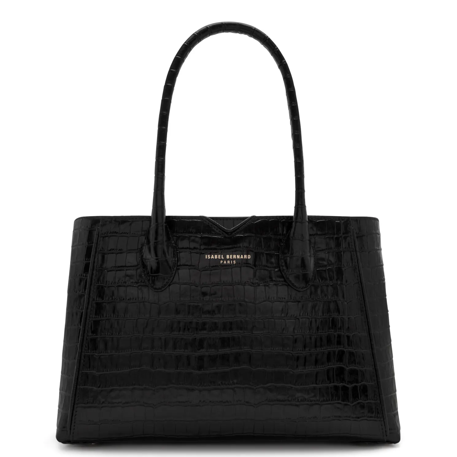 Honoré Cloe Midi croco zwarte leren handtas van kalfsleer