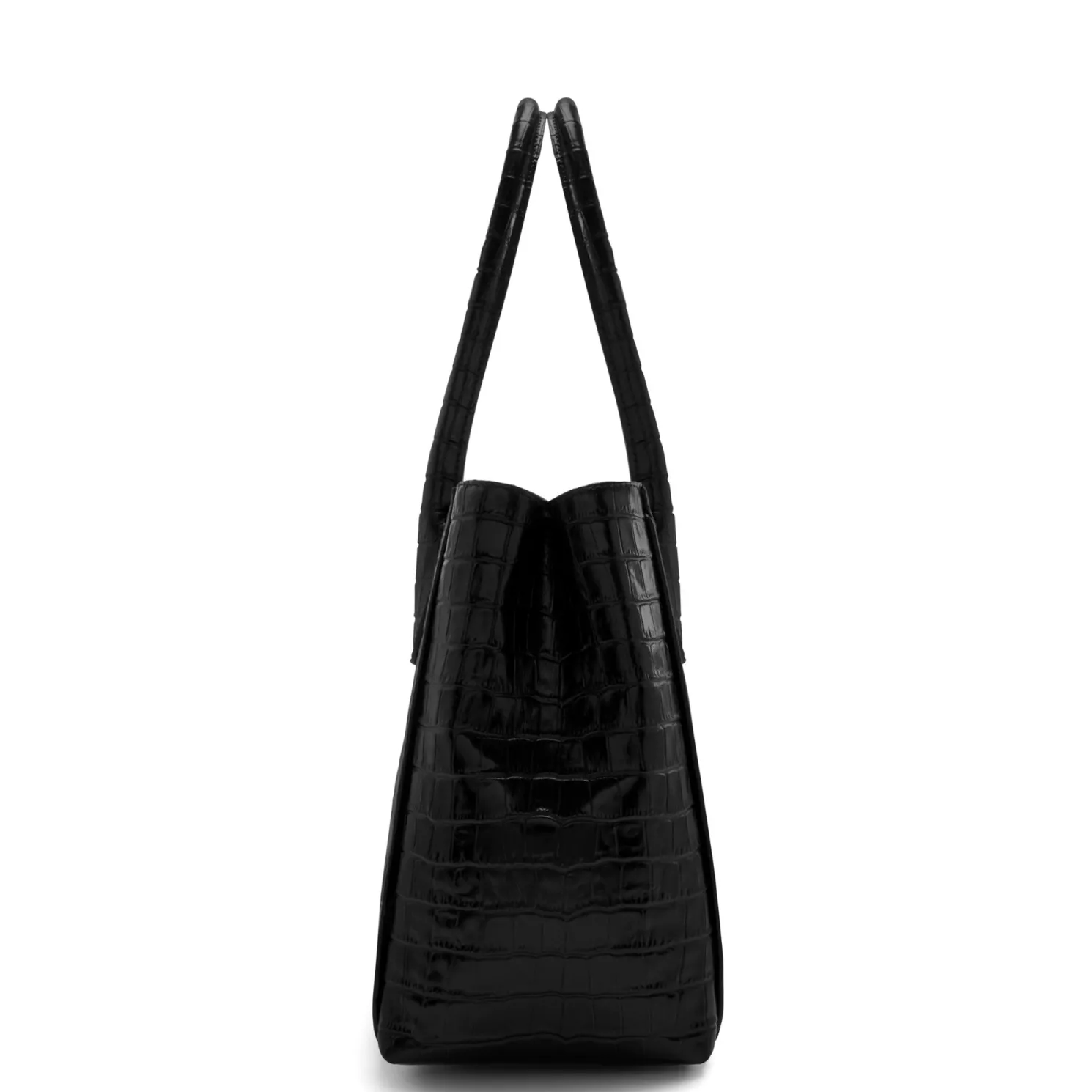 Honoré Cloe Midi croco zwarte leren handtas van kalfsleer