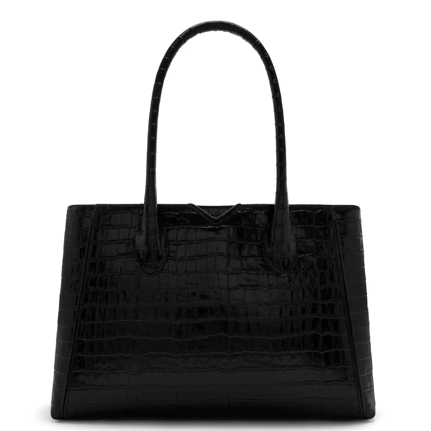 Honoré Cloe Midi croco zwarte leren handtas van kalfsleer