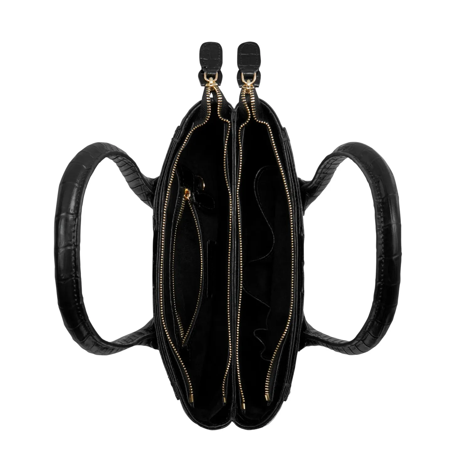 Honoré Cloe Midi croco zwarte leren handtas van kalfsleer