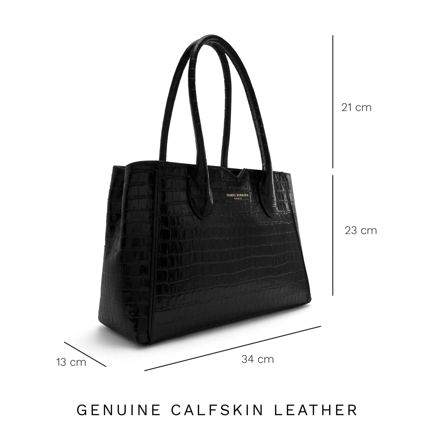 Honoré Cloe Midi croco zwarte leren handtas van kalfsleer