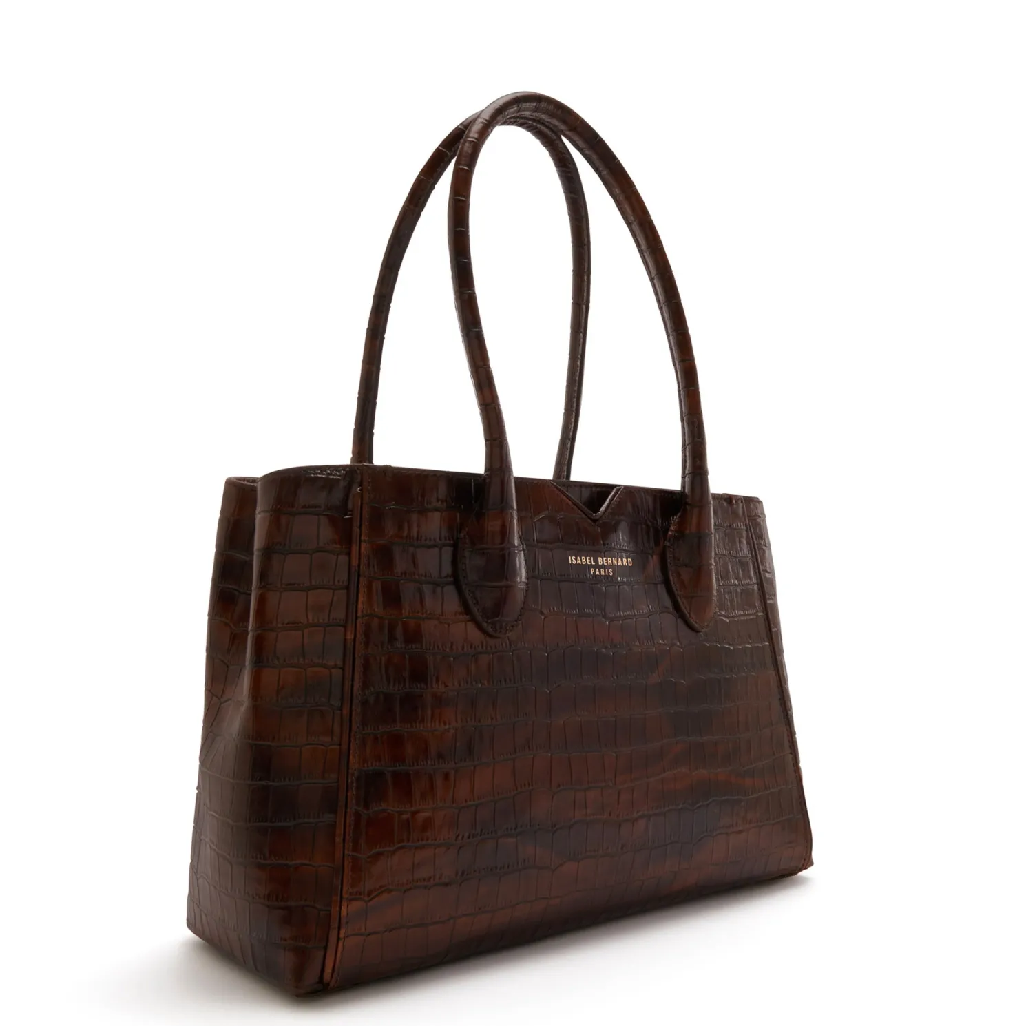 Honoré Cloe Midi croco bruine leren handtas van kalfsleer