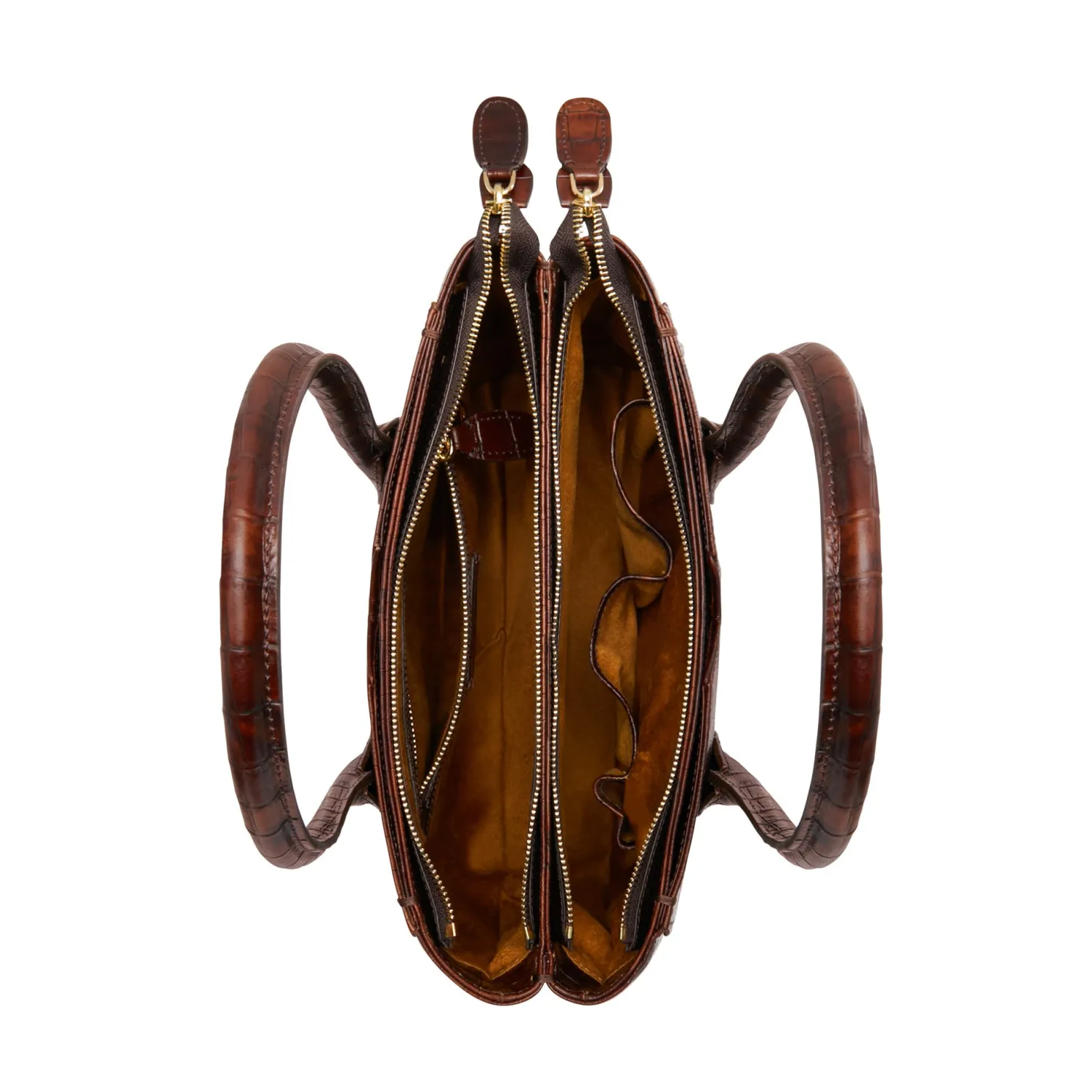 Honoré Cloe Midi croco bruine leren handtas van kalfsleer