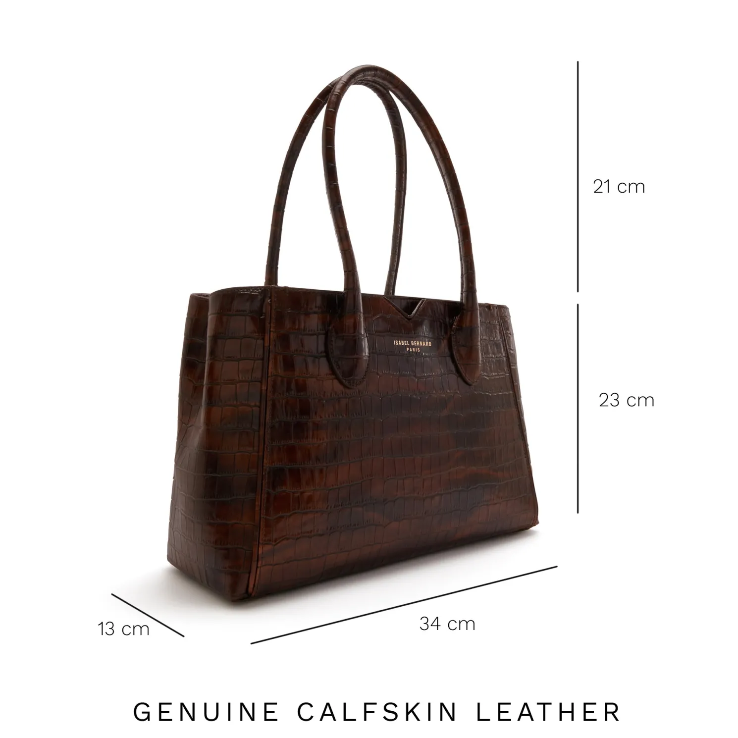 Honoré Cloe Midi croco bruine leren handtas van kalfsleer