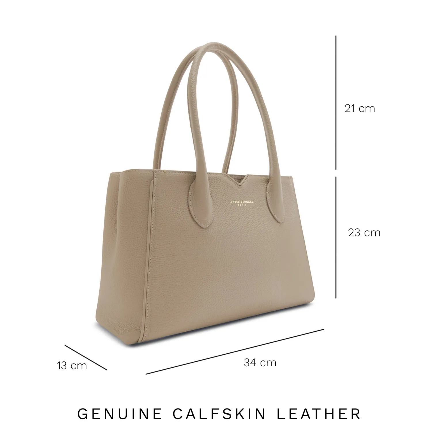 Honoré Cloe Midi taupe leren handtas van kalfsleer