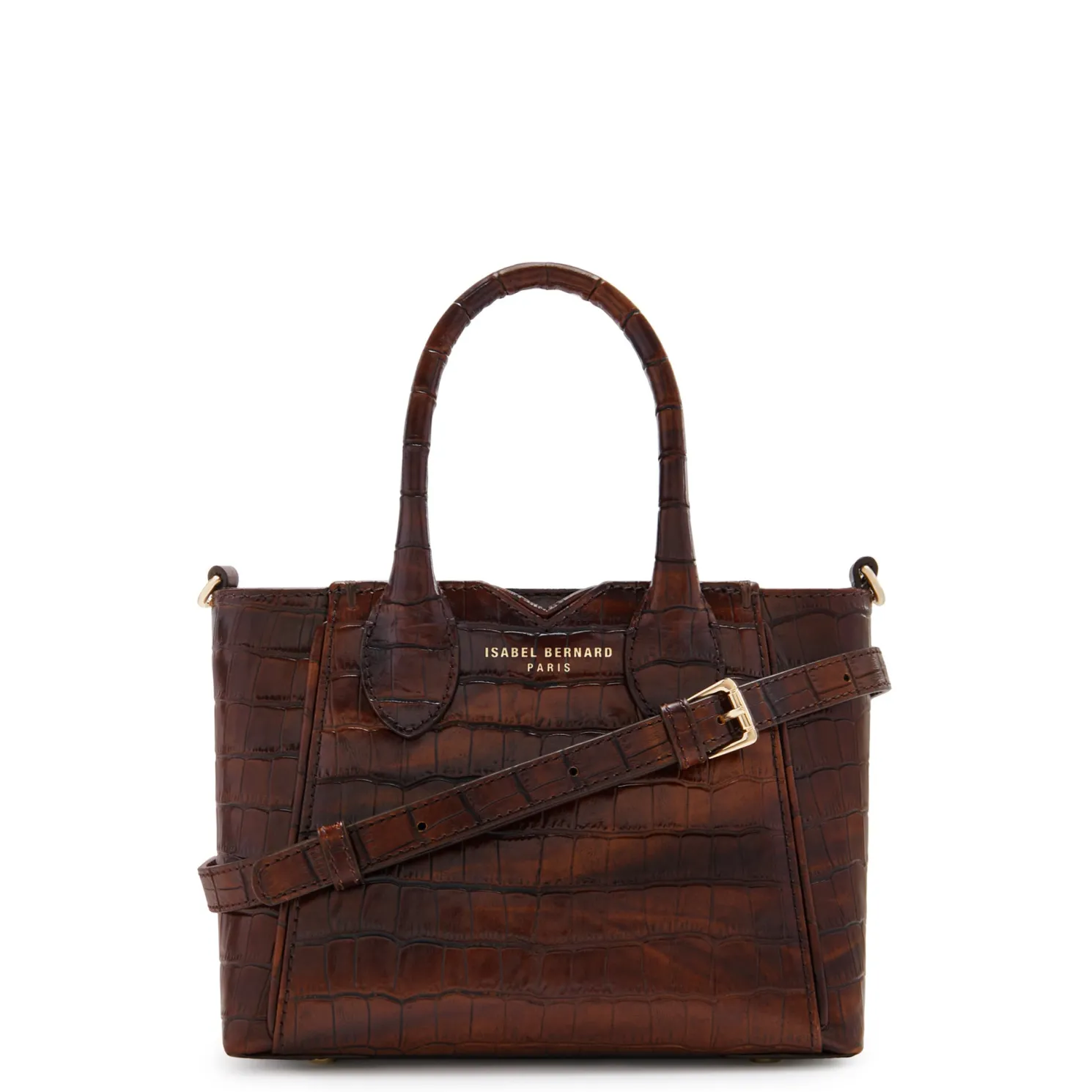 Honoré Cloe Mini croco bruine leren handtas van kalfsleer