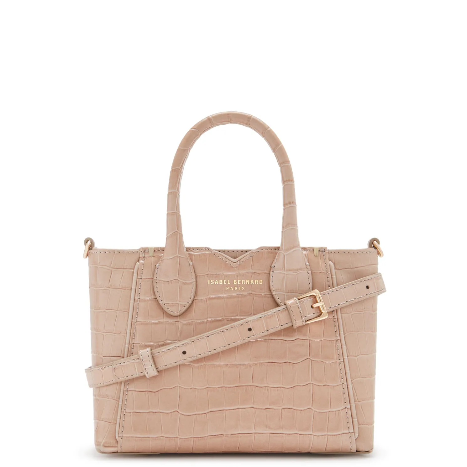 Honoré Cloe Mini croco beige leren handtas van kalfsleer