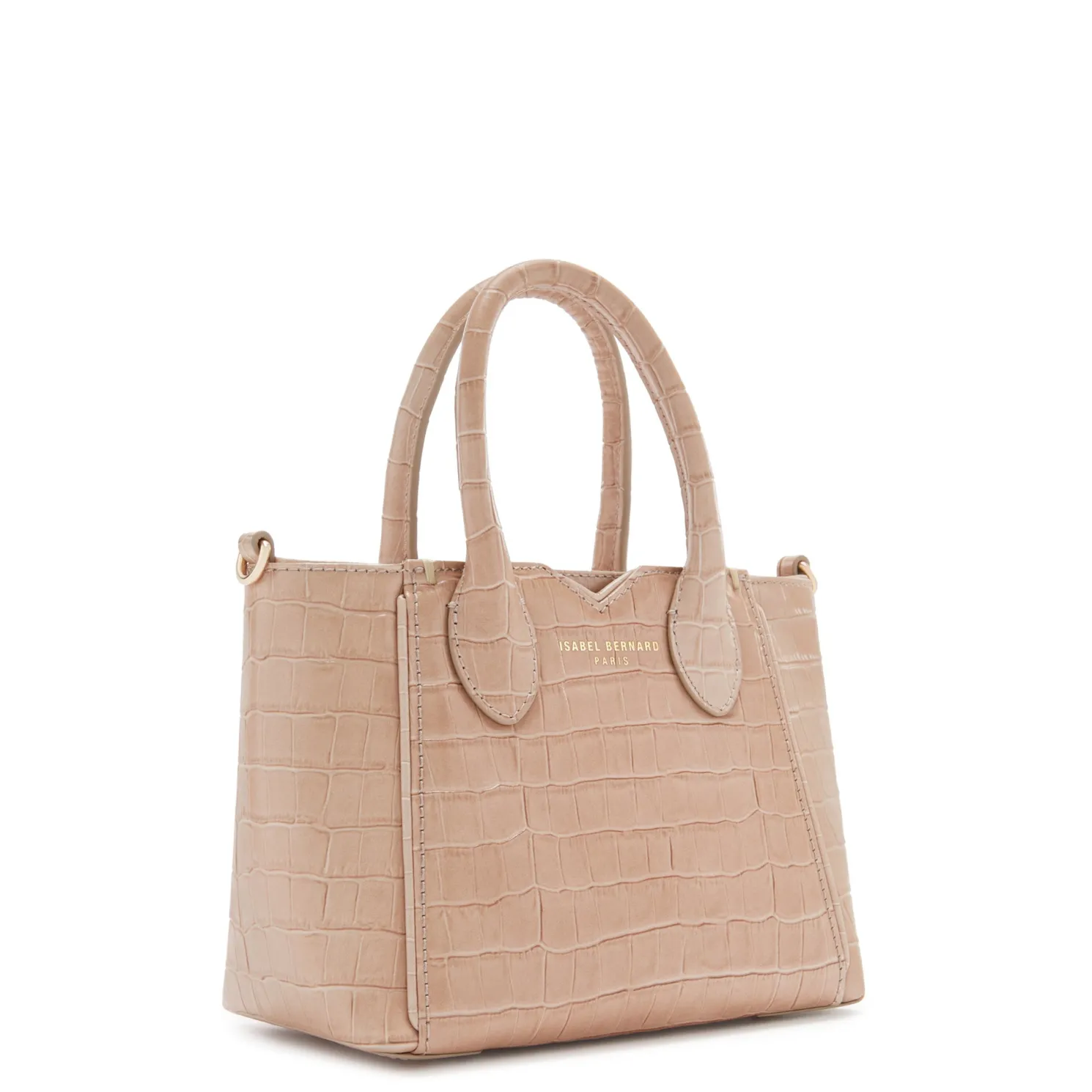 Honoré Cloe Mini croco beige leren handtas van kalfsleer
