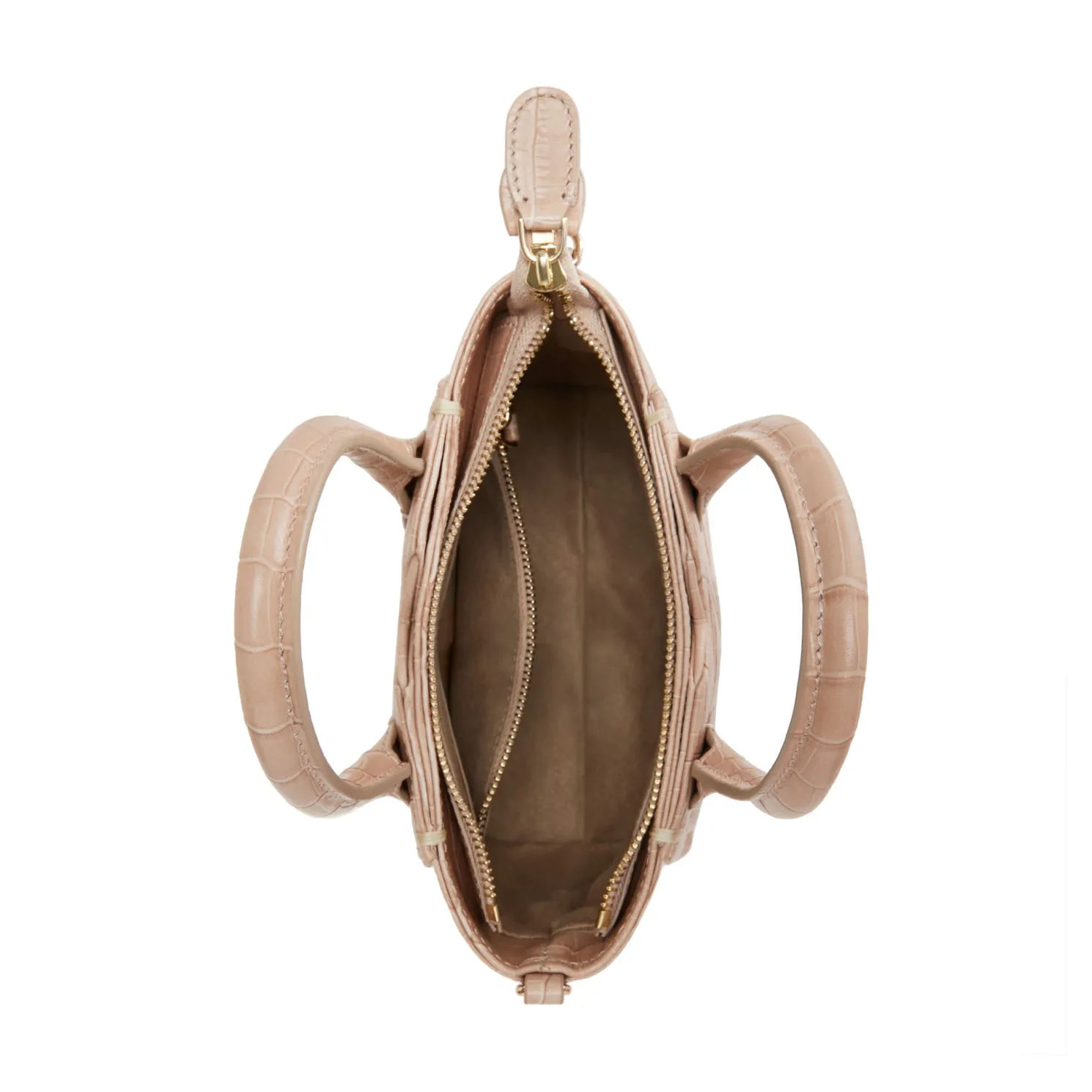 Honoré Cloe Mini croco beige leren handtas van kalfsleer