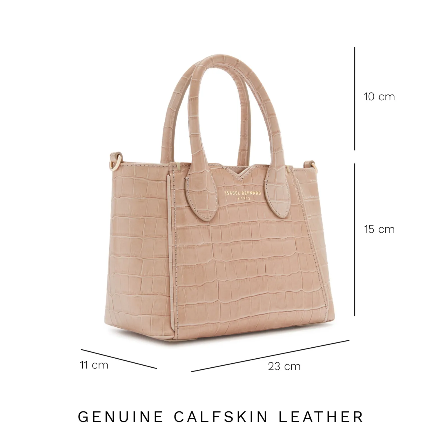 Honoré Cloe Mini croco beige leren handtas van kalfsleer