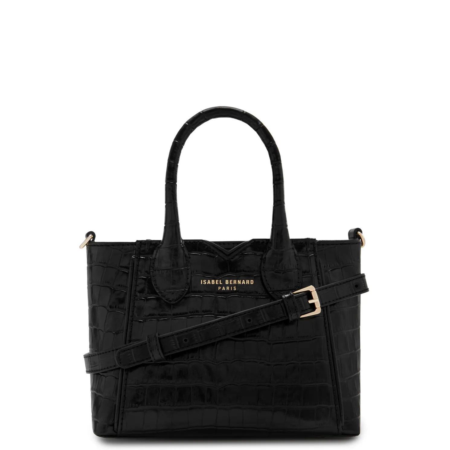 Honoré Cloe Mini croco zwarte leren handtas van kalfsleer