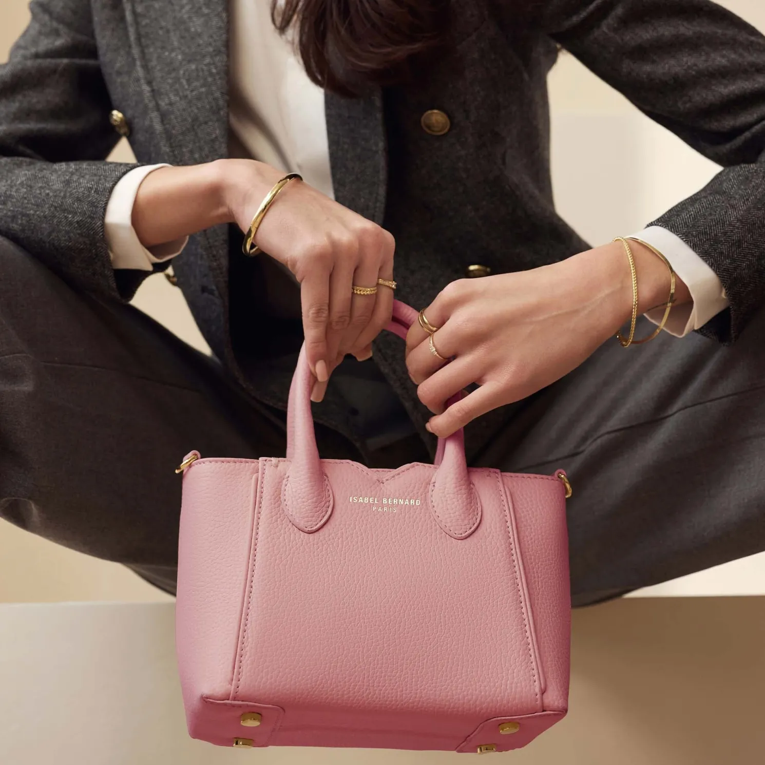 Honoré Cloe Mini roze leren handtas van kalfsleer