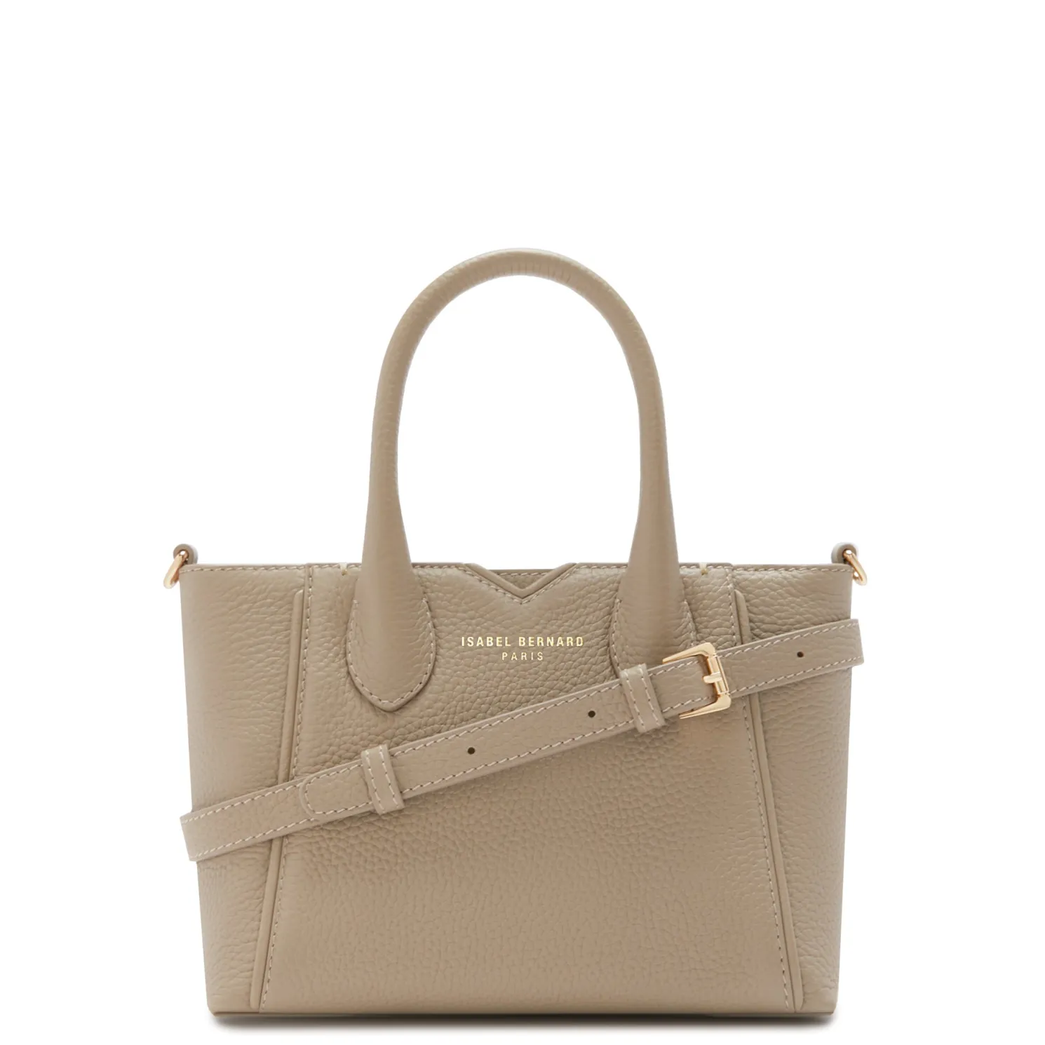 Honoré Cloe Mini taupe leren handtas van kalfsleer