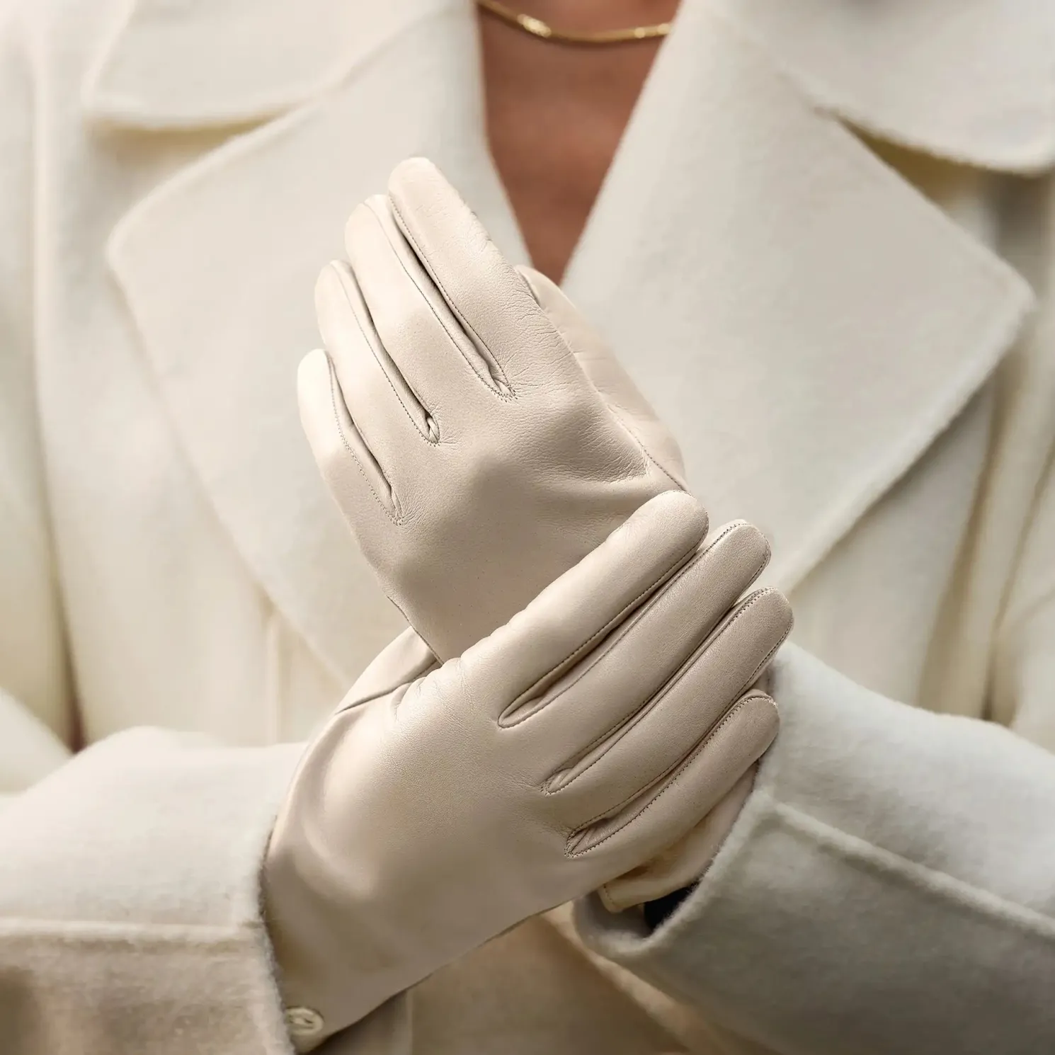 Honoré Eleanor crème leren handschoenen van geitenleer