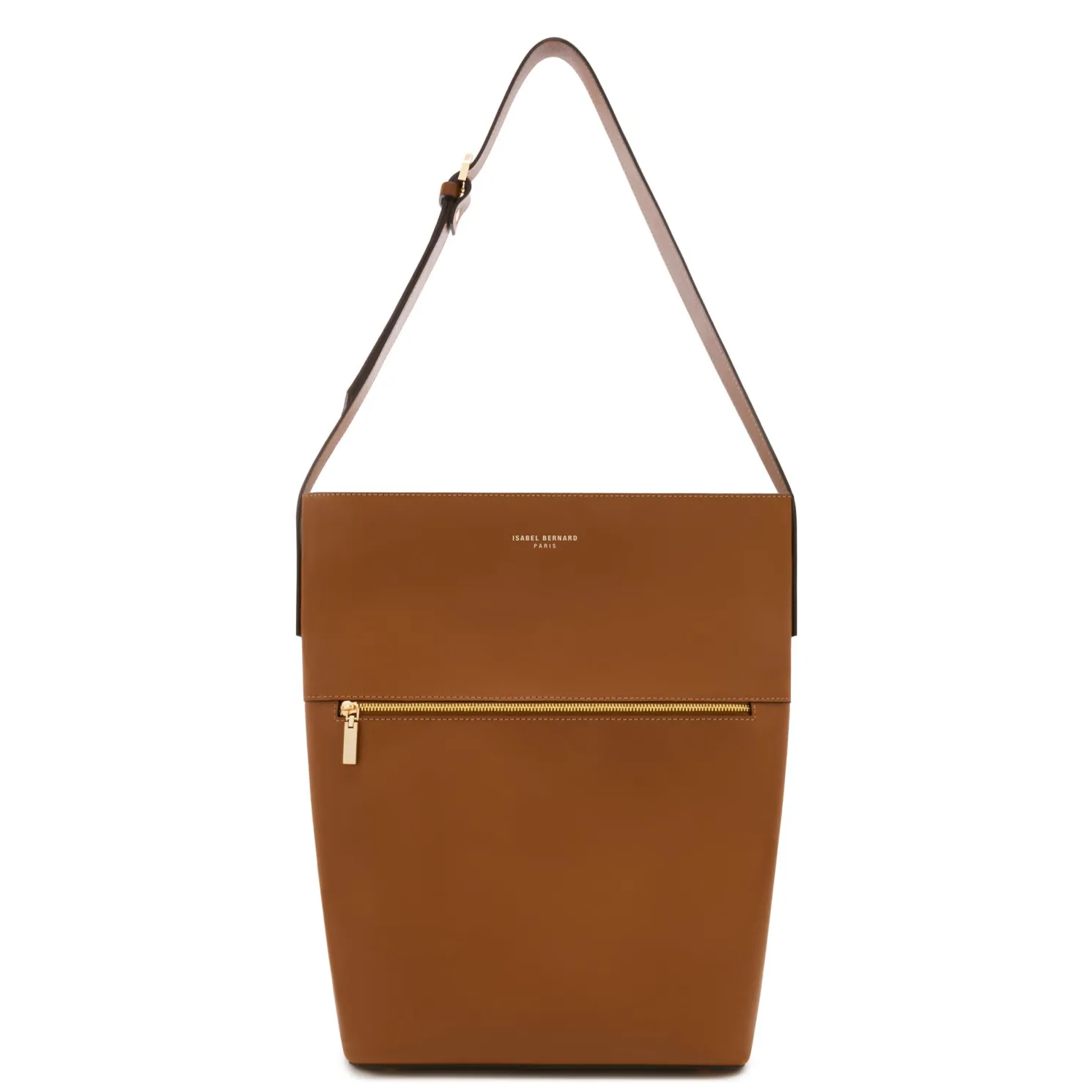 Honoré Flora camel leren schoudertas van kalfsleer met laptopvak