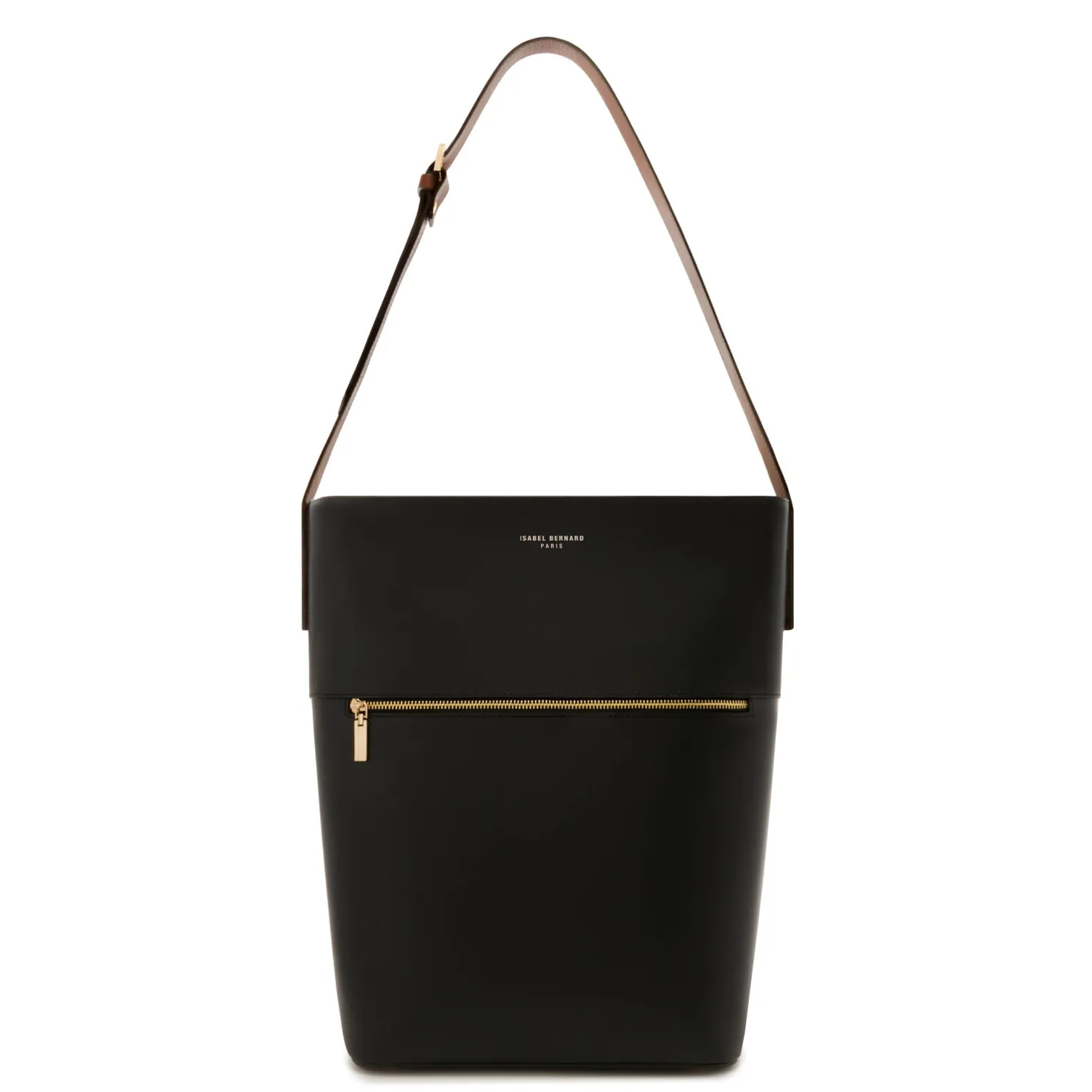 Honoré Flora zwarte leren schoudertas van kalfsleer met laptopvak