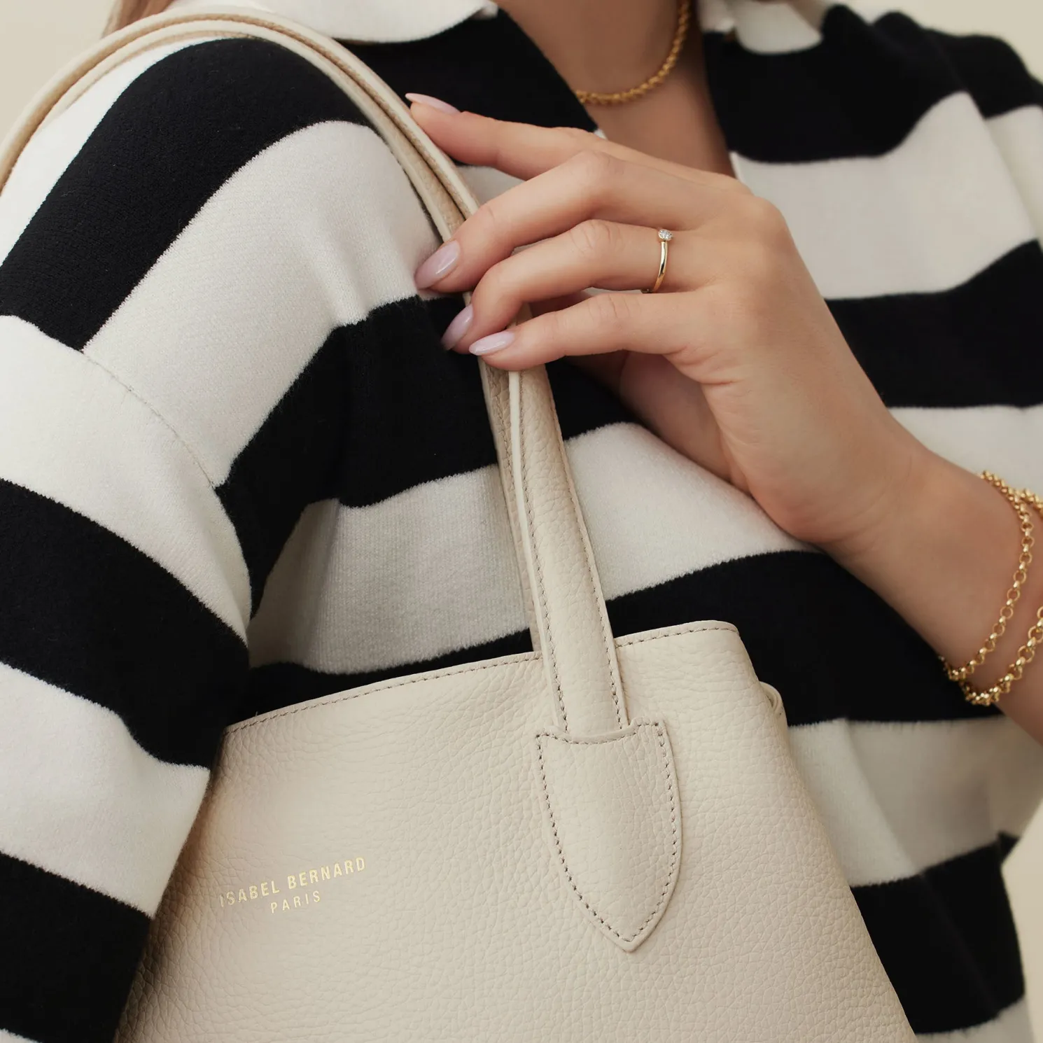 Honoré Francine crème leren shopper van kalfsleer