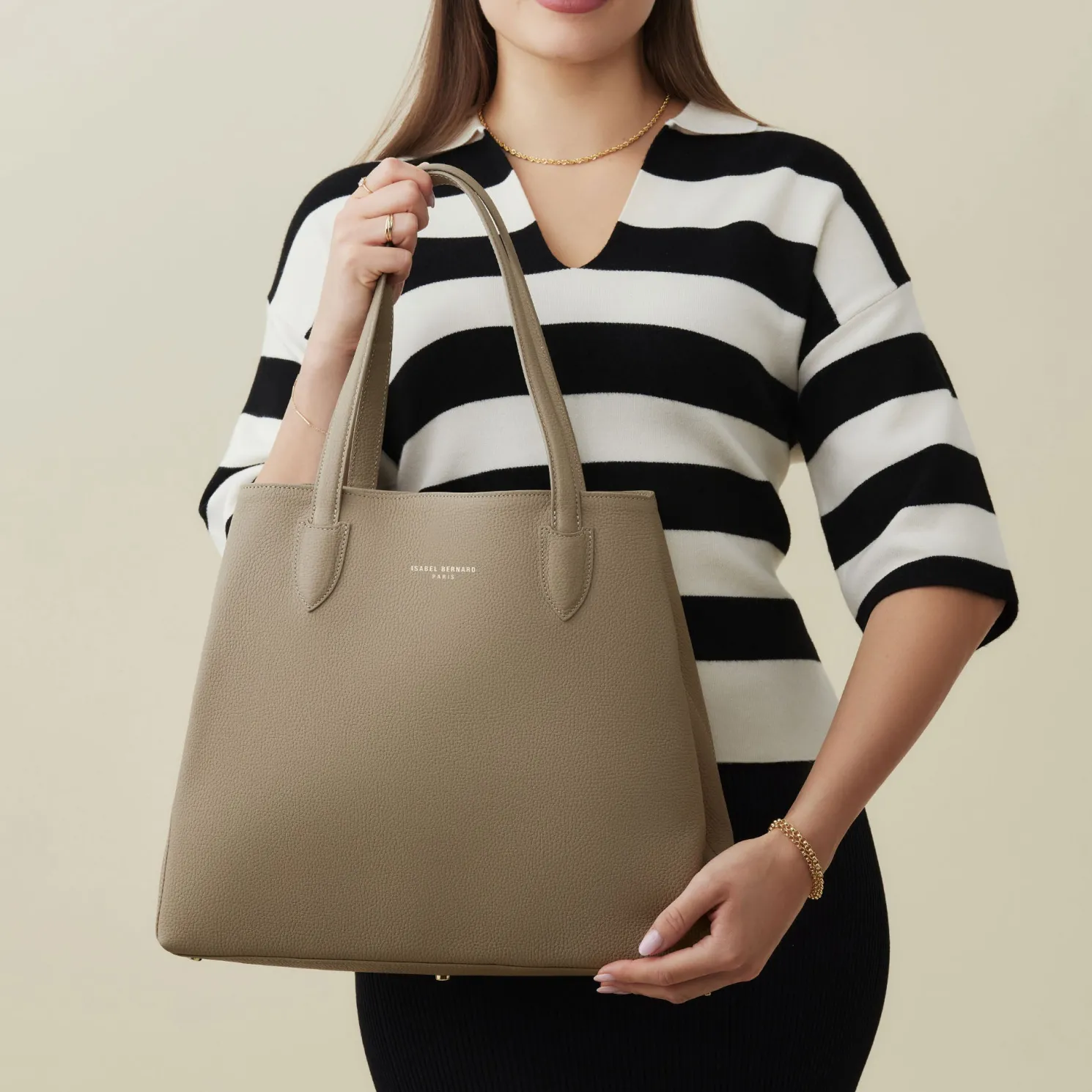 Honoré Francine taupe leren shopper van kalfsleer