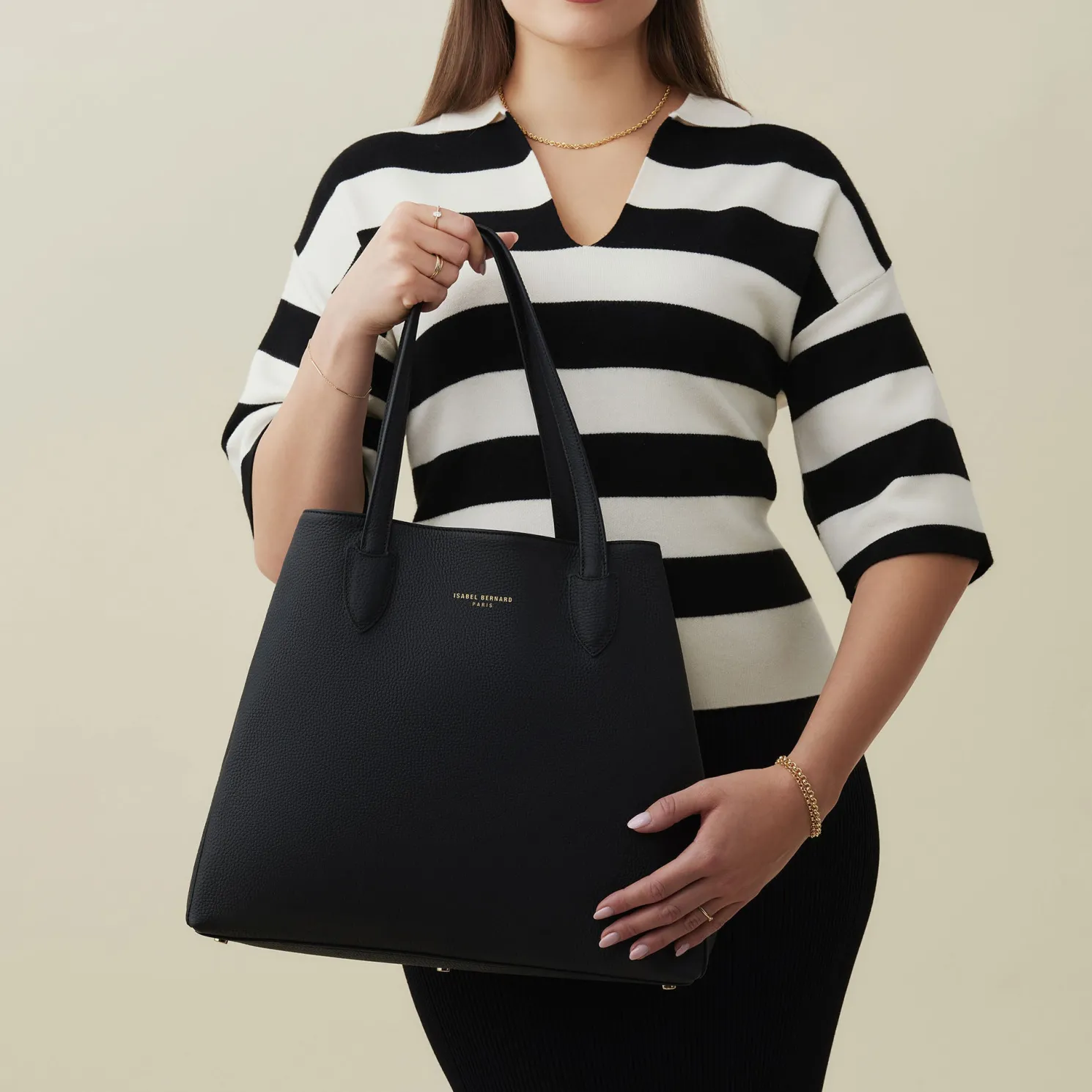 Honoré Francine zwarte leren shopper van kalfsleer