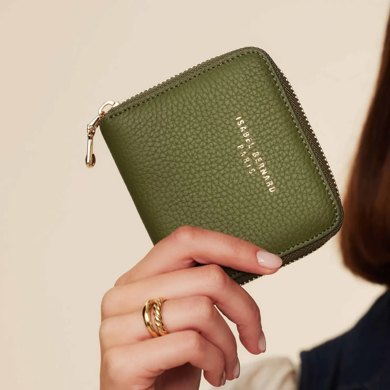 Honoré Jules groene leren ritsportemonnee van kalfsleer