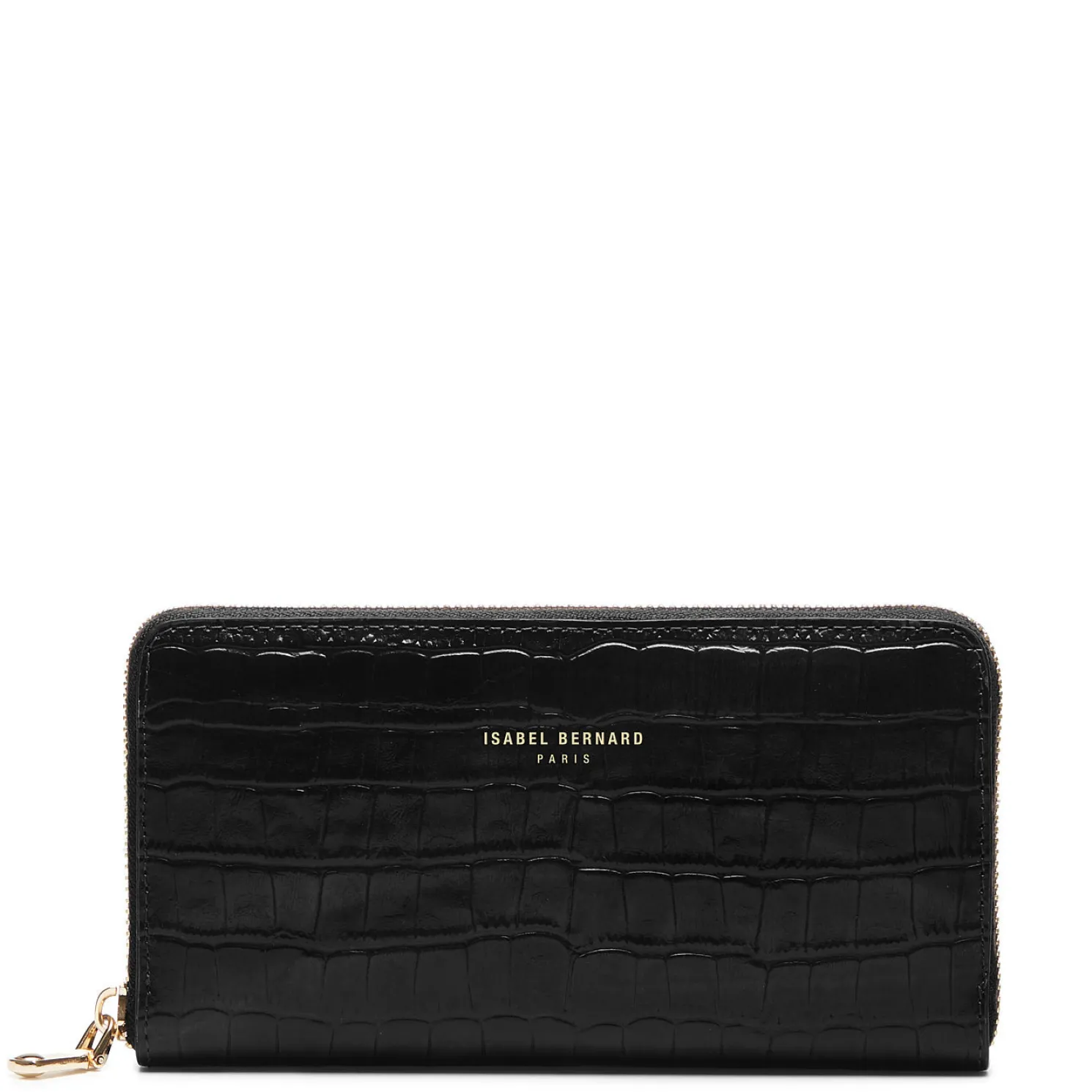 Honoré Léa croco zwarte leren ritsportemonnee van kalfsleer