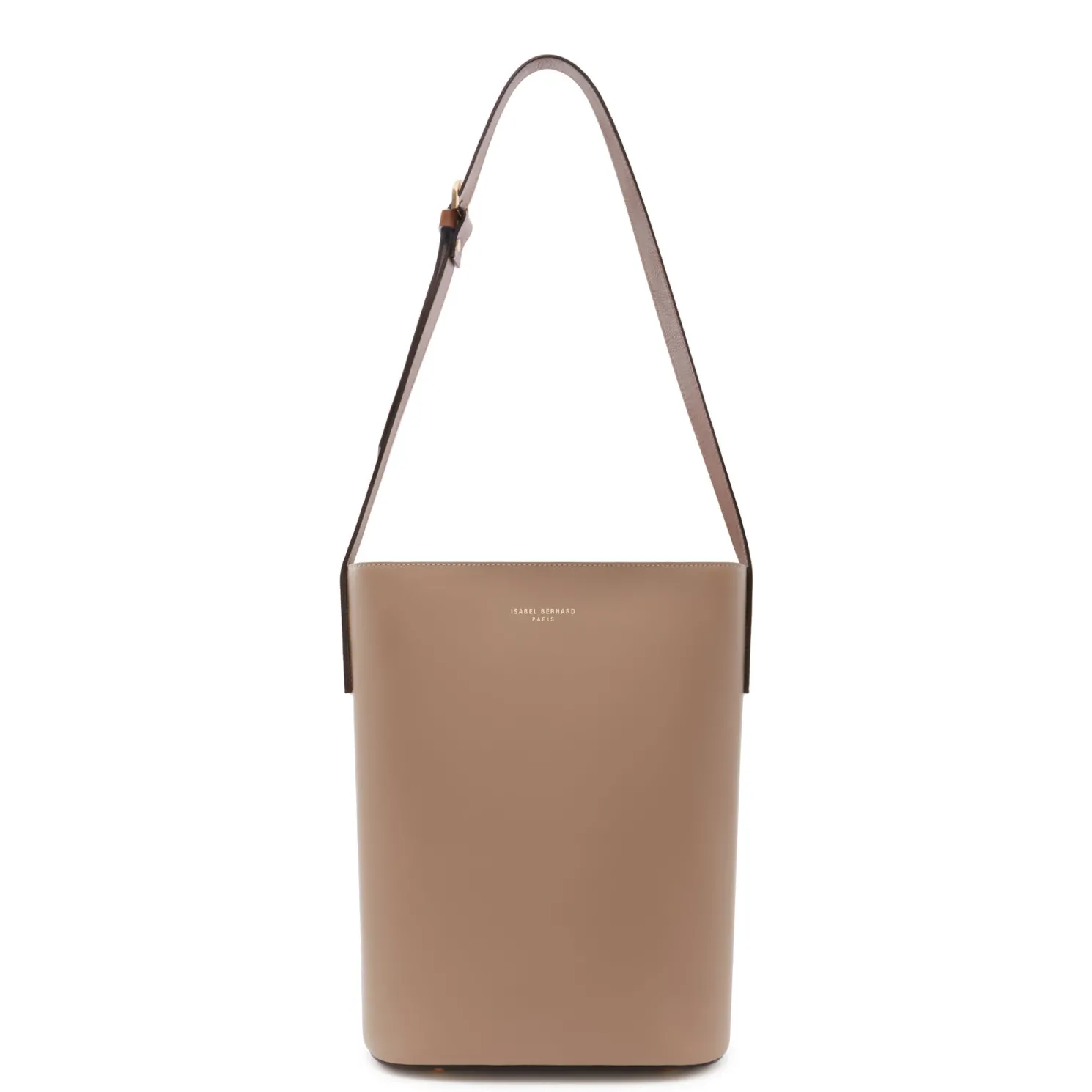 Honoré Lora taupe leren schoudertas van kalfsleer met laptopvak