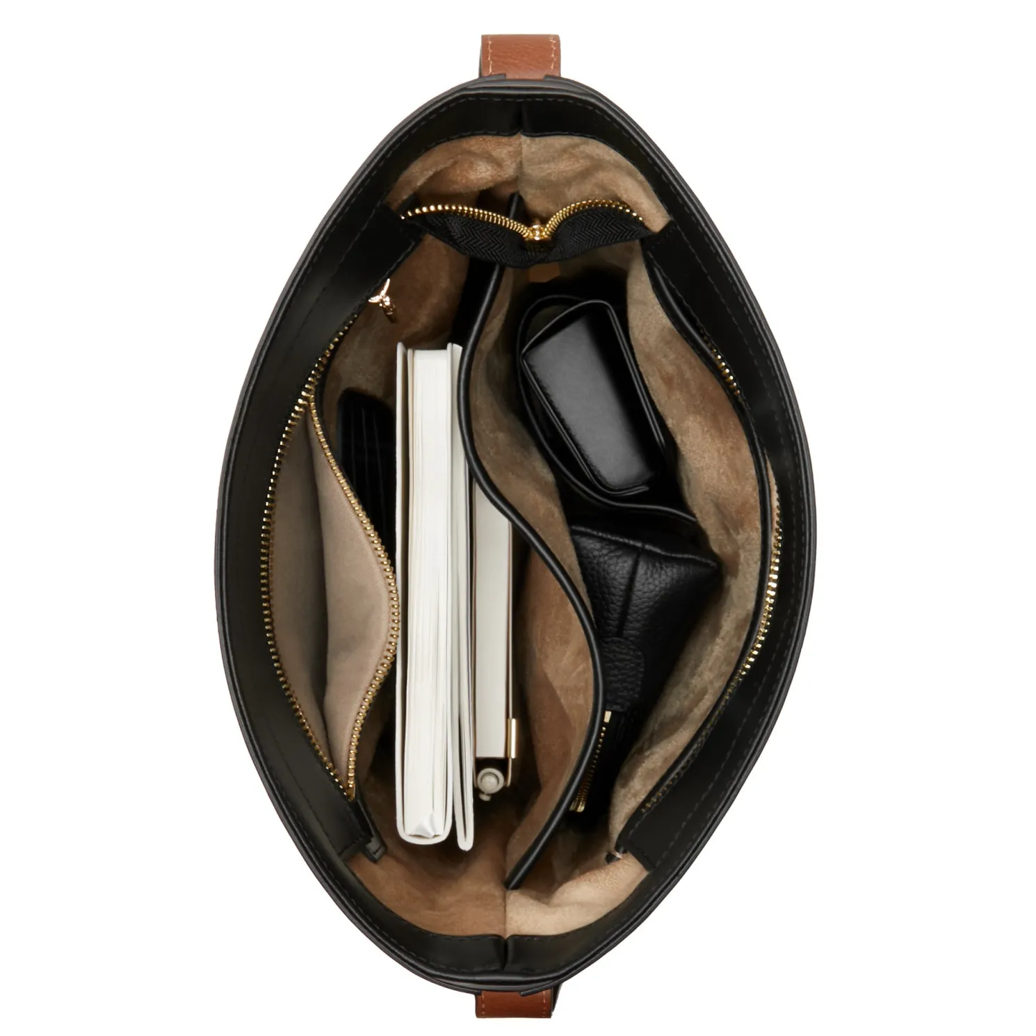 Honoré Lora zwarte leren schoudertas van kalfsleer met laptopvak