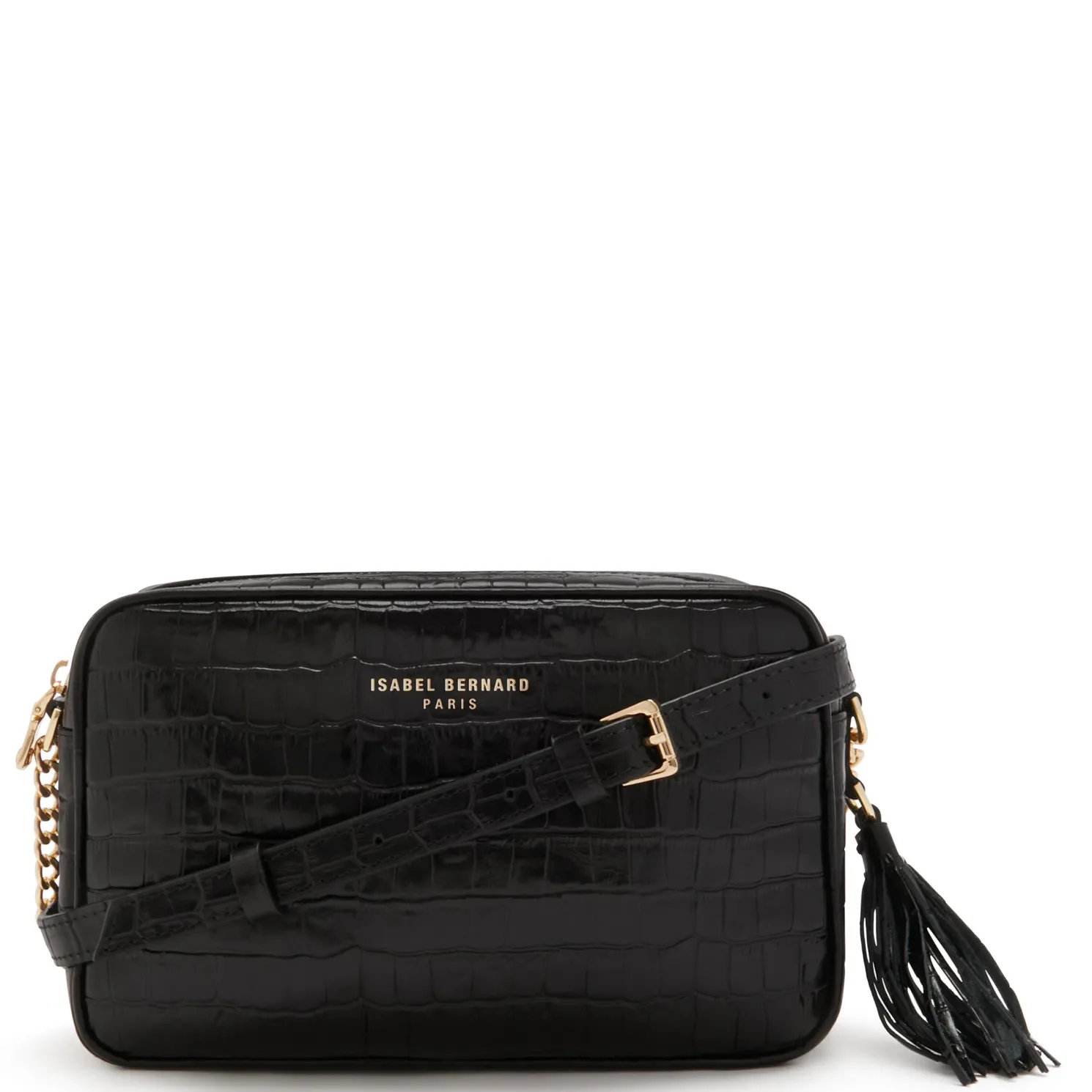 Honoré Lucie croco zwarte leren crossbody tas van kalfsleer