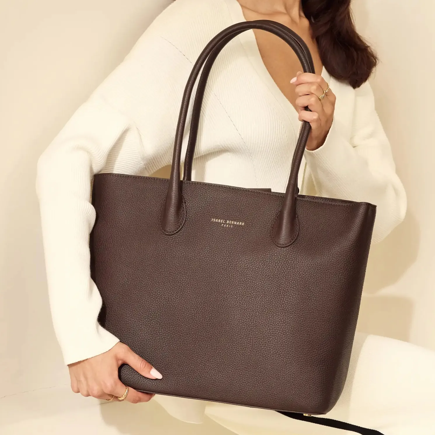 Honoré Lysanne bruine leren shopper van kalfsleer