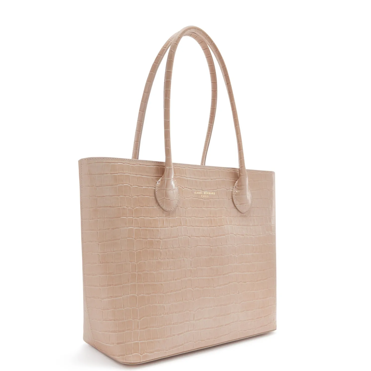 Honoré Lysanne croco beige leren shopper van kalfsleer