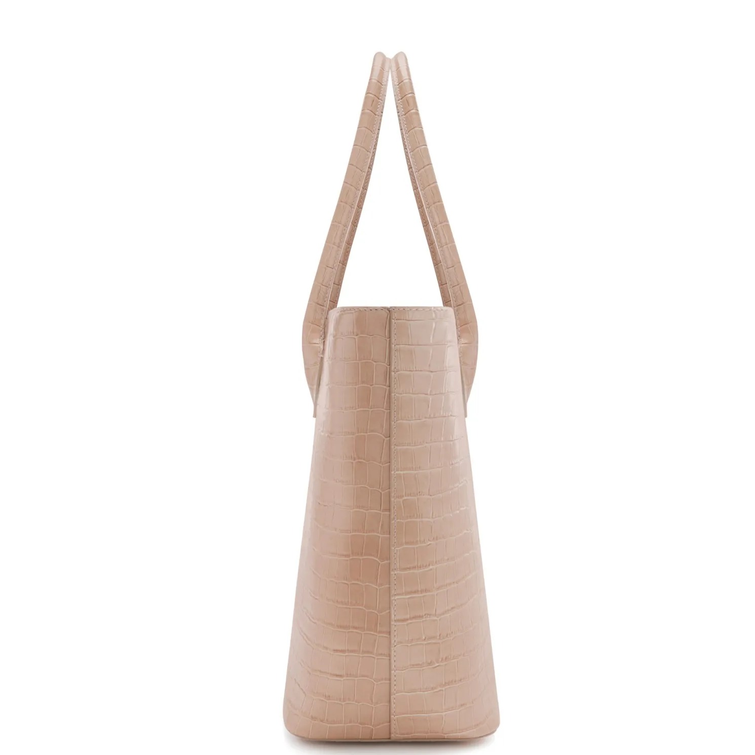 Honoré Lysanne croco beige leren shopper van kalfsleer