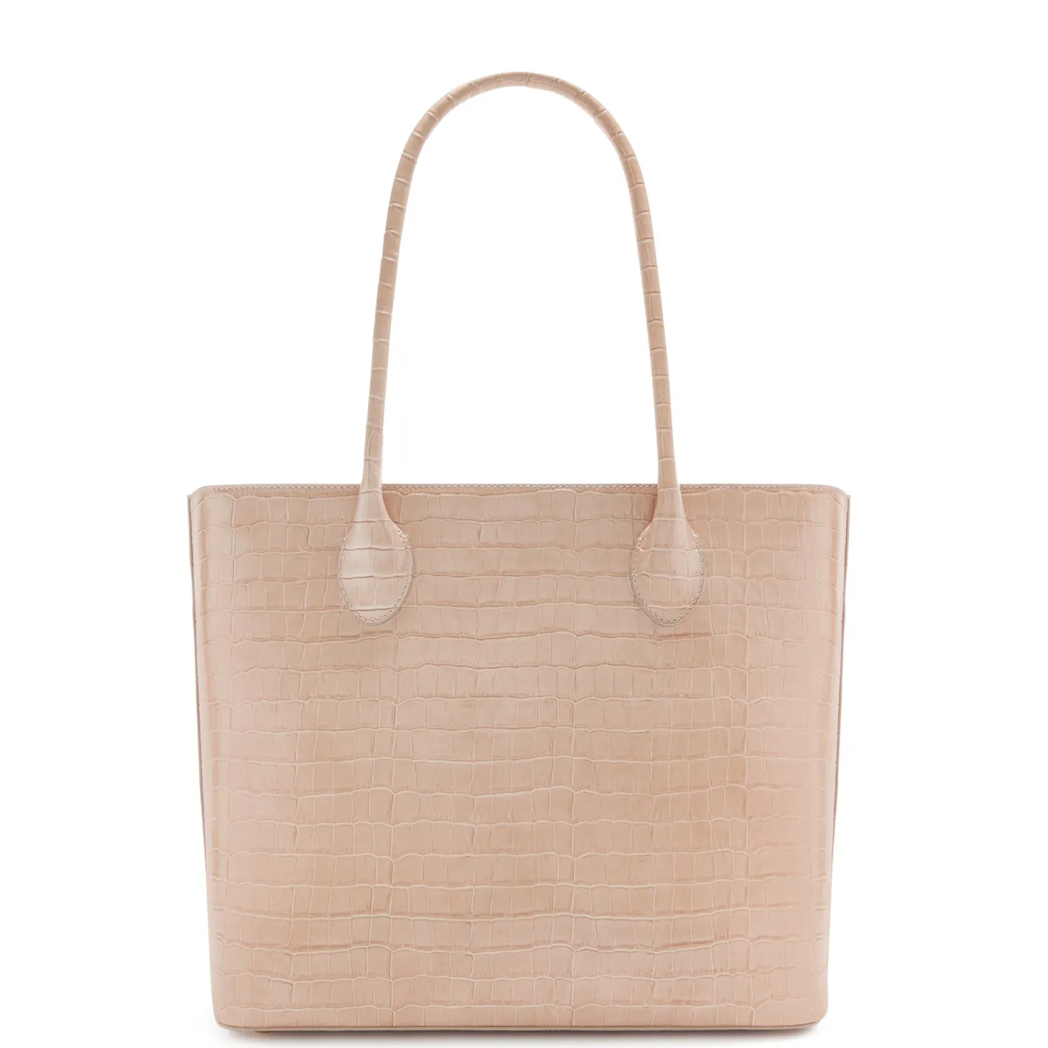 Honoré Lysanne croco beige leren shopper van kalfsleer
