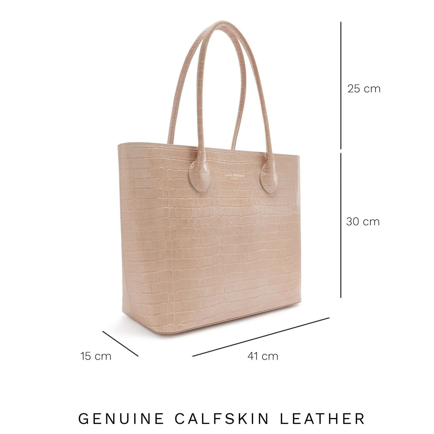 Honoré Lysanne croco beige leren shopper van kalfsleer