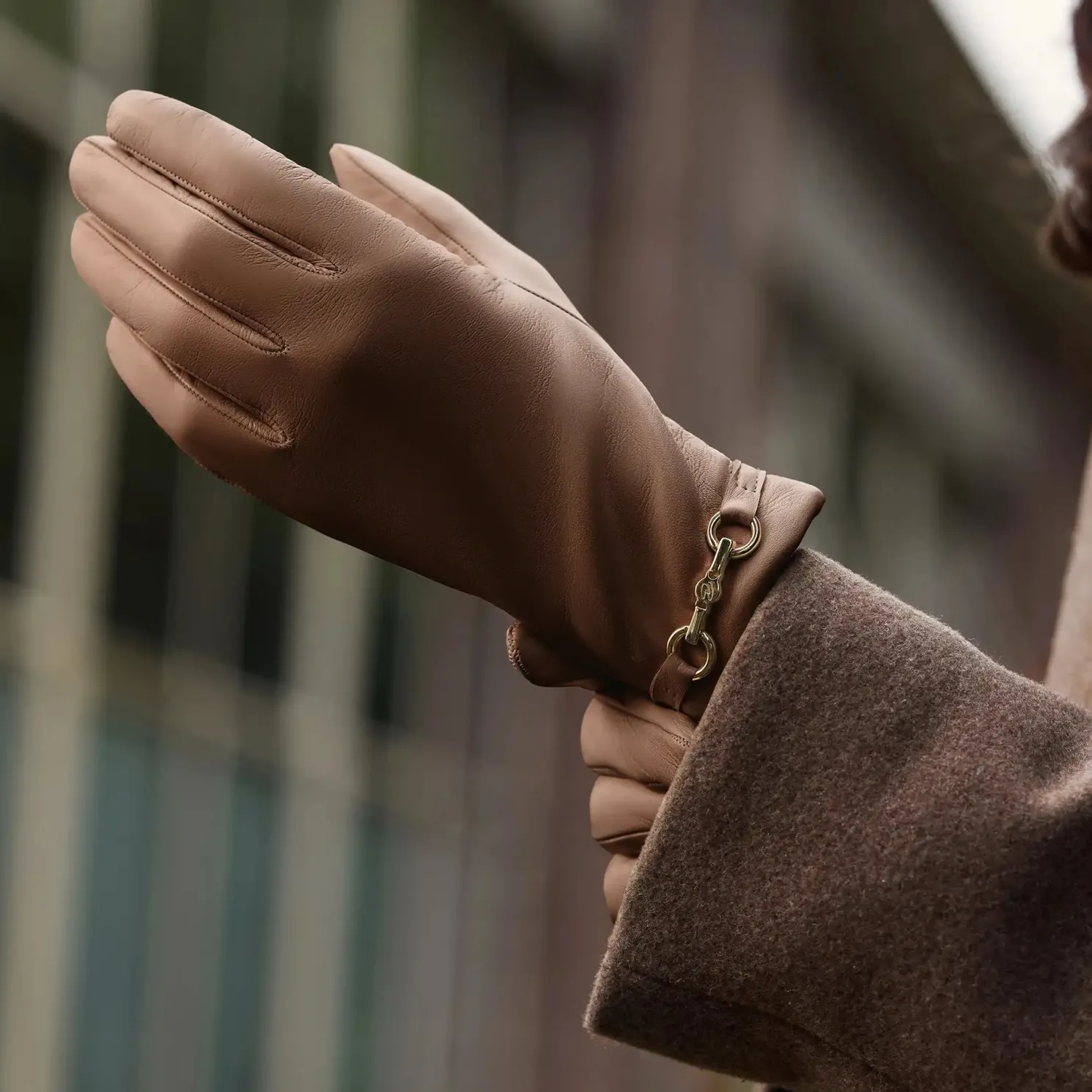 Honoré Marcelia taupe leren handschoenen van geitenleer