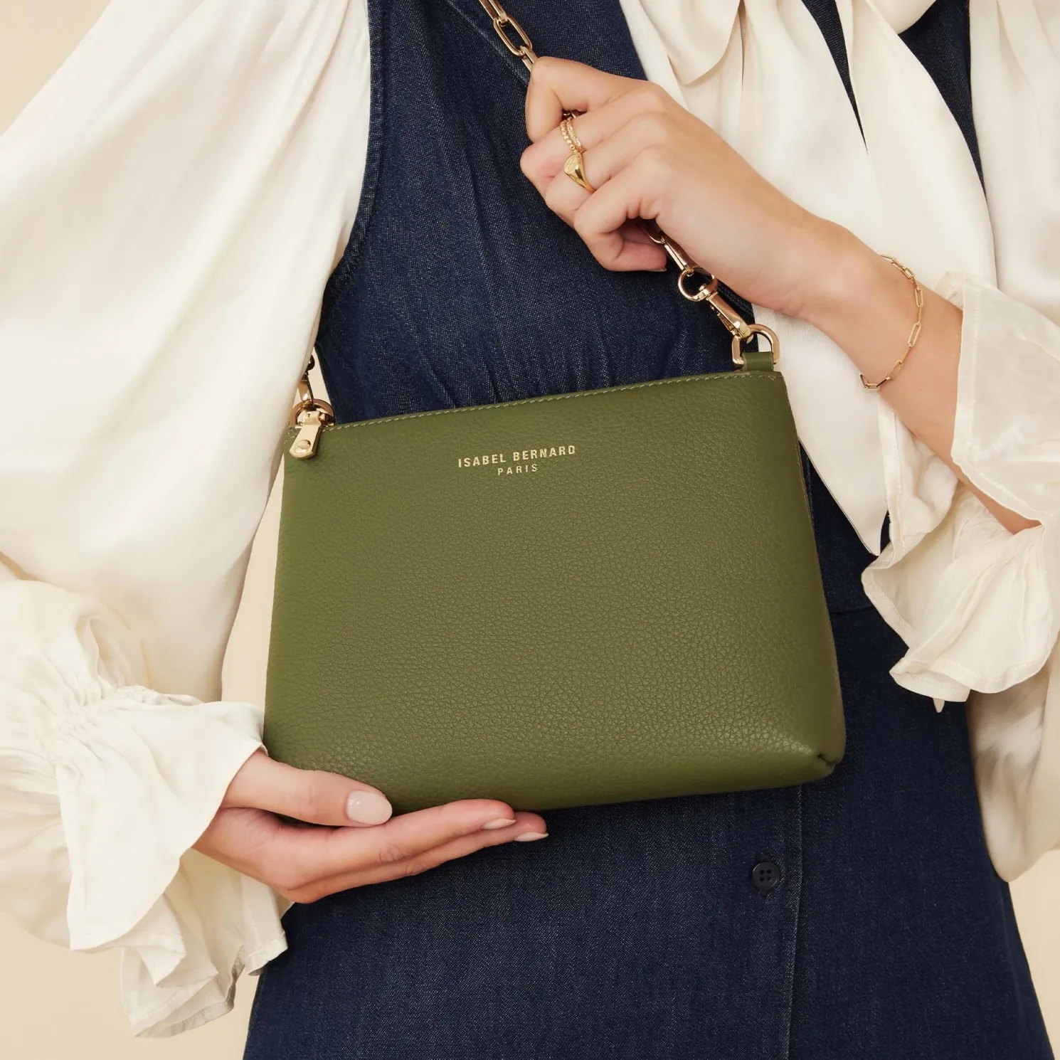 Honoré Misra groene leren schoudertas van kalfsleer