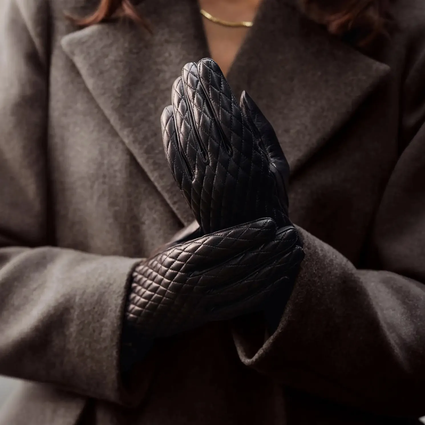 Honoré Rosette zwarte leren handschoenen van geitenleer