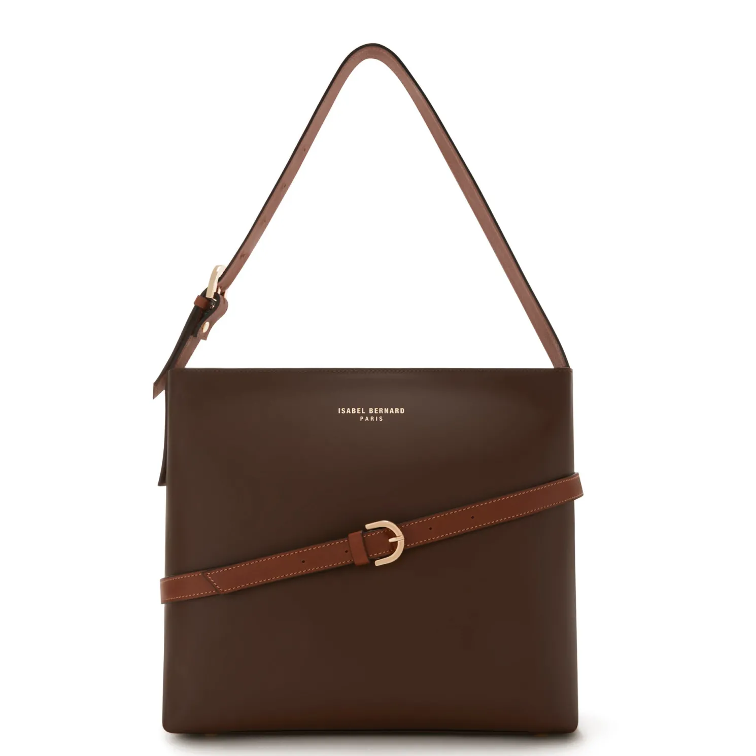 Honoré Adriane Midi bruine leren schoudertas van kalfsleer