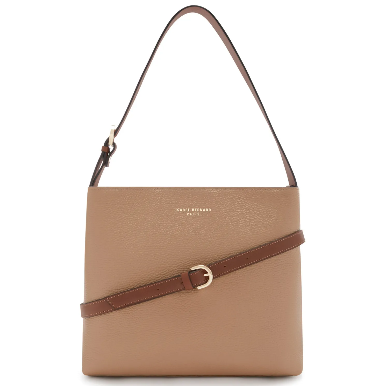 Honoré Adriane Midi beige leren schoudertas van kalfsleer