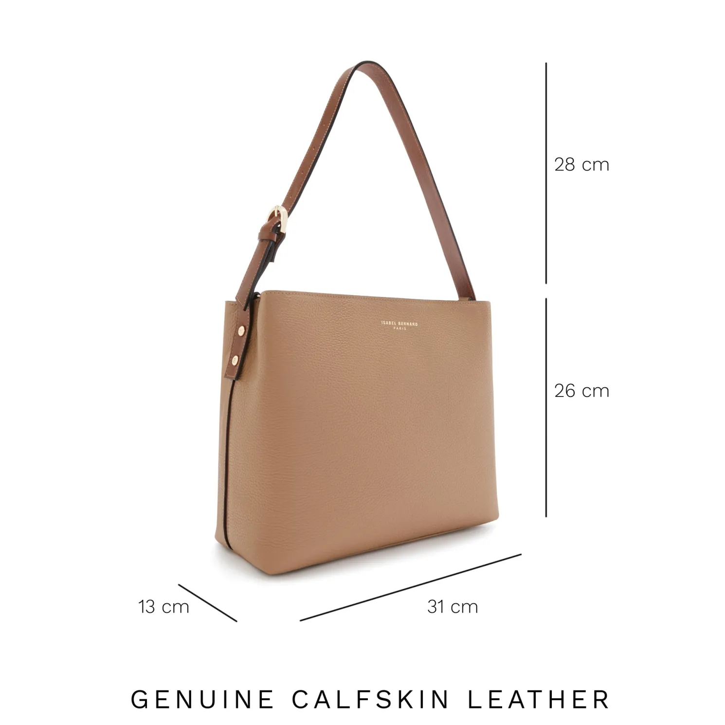 Honoré Adriane Midi beige leren schoudertas van kalfsleer