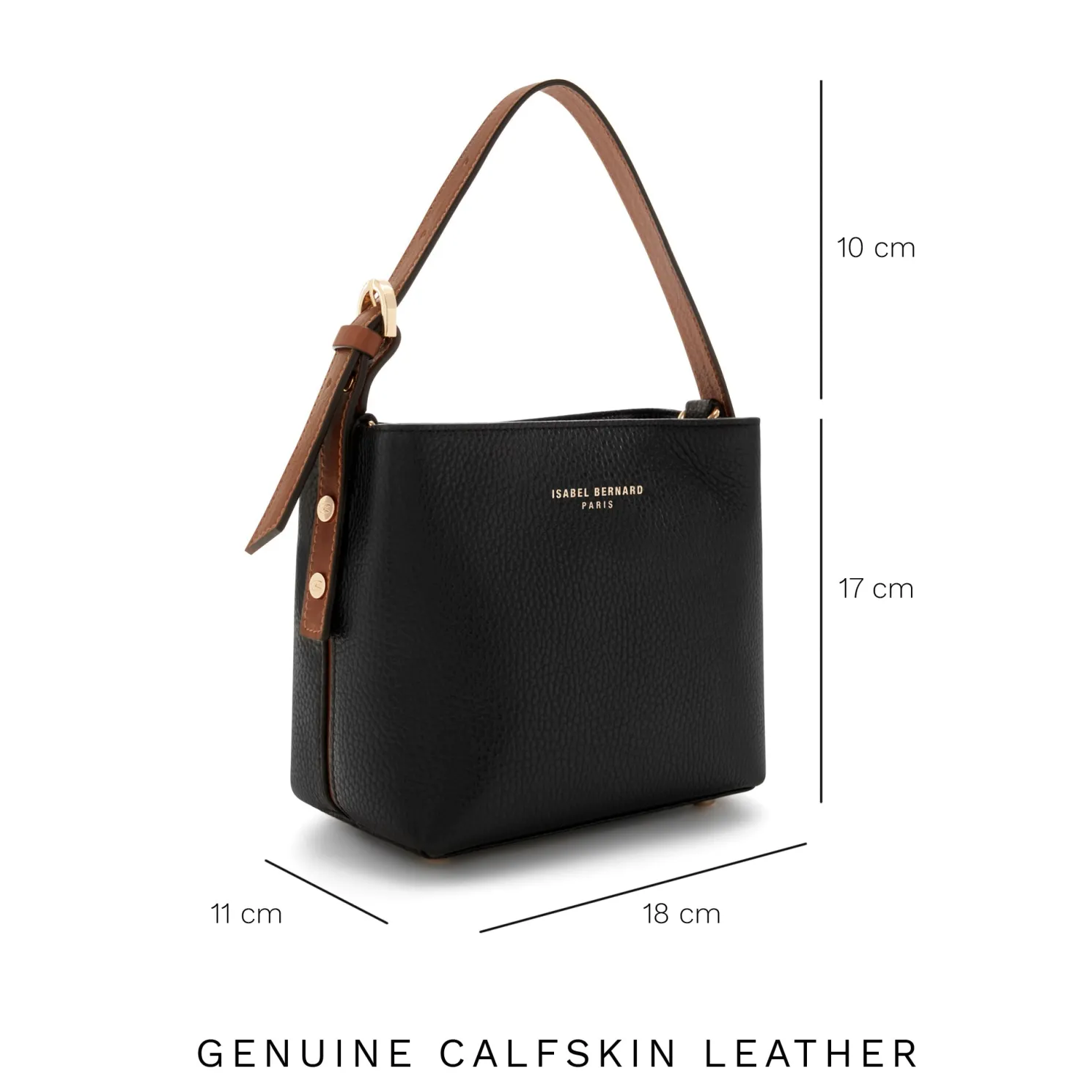 Honoré Adriane Mini zwarte leren handtas van kalfsleer