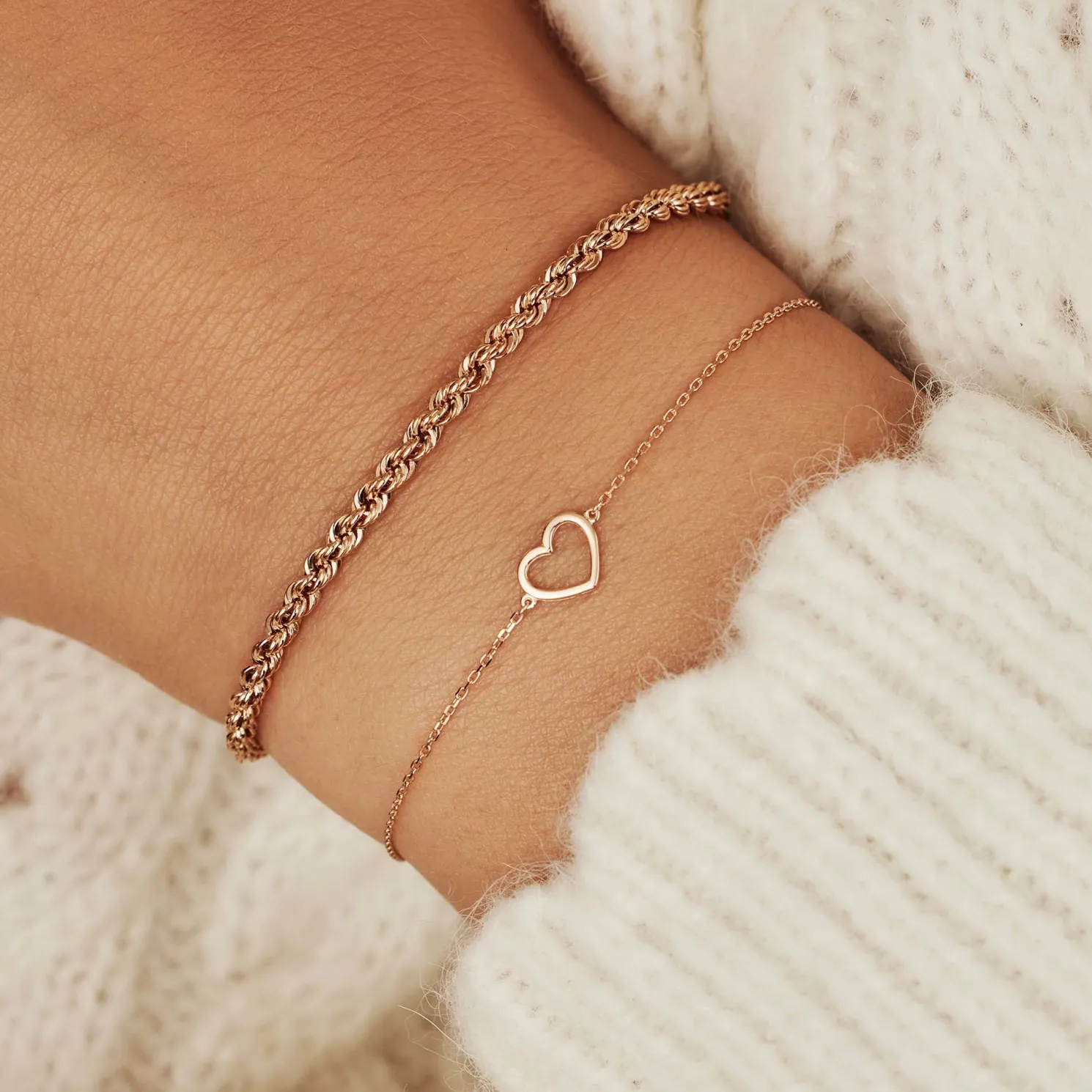 La Concorde Amore 14 karaat rosé gouden armband met hartje