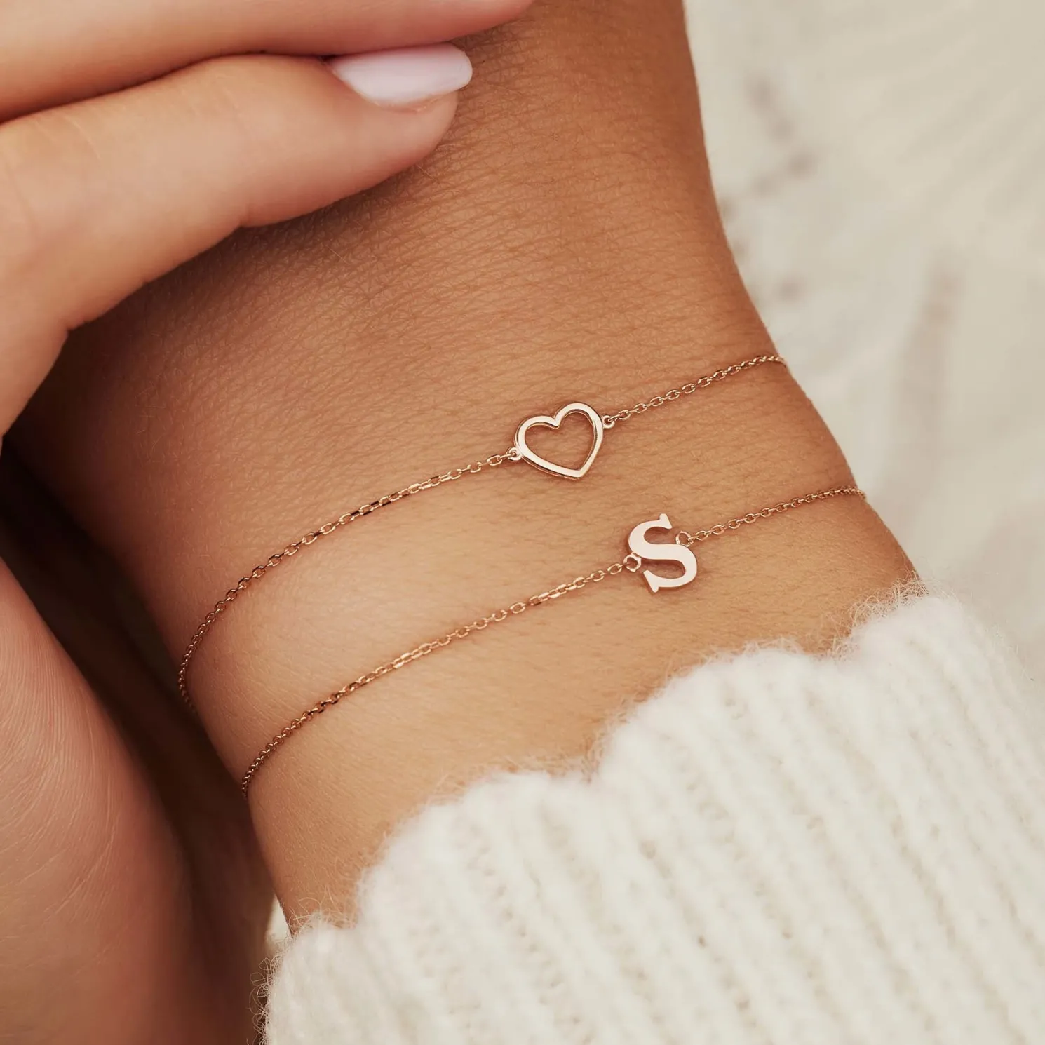 La Concorde Amore 14 karaat rosé gouden armband met hartje