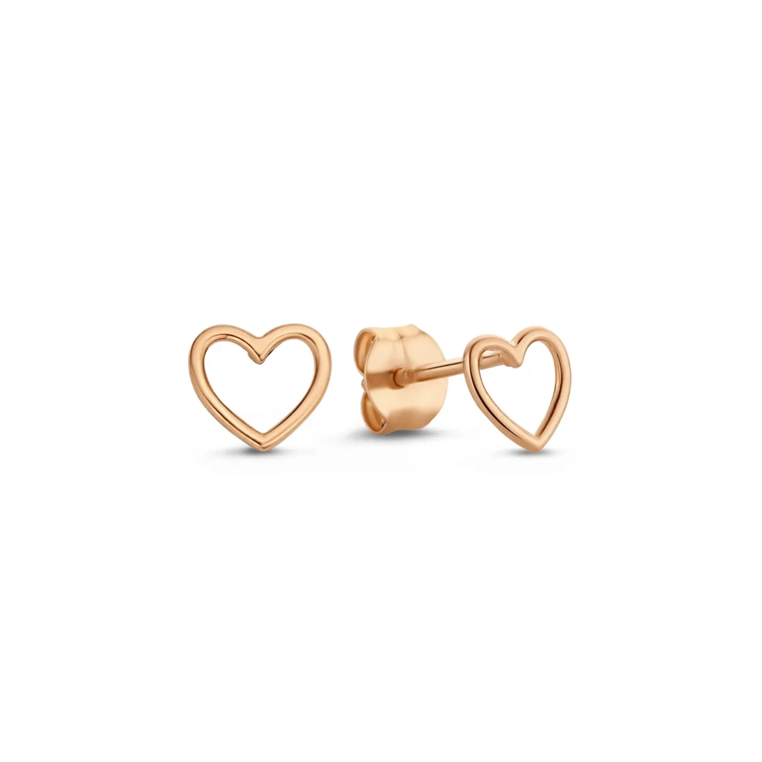 La Concorde Amore 14 karaat rosé gouden oorknoppen met hartje