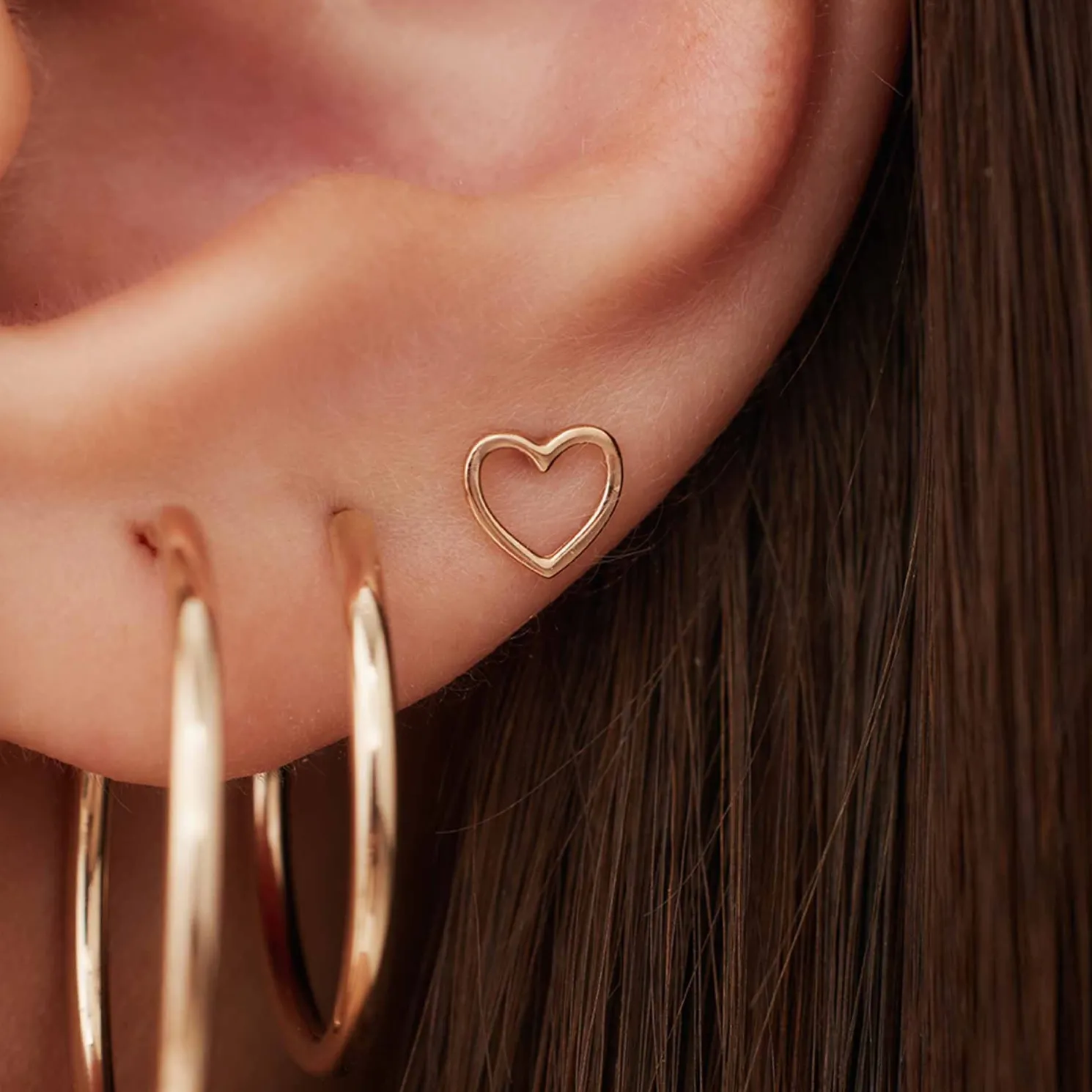 La Concorde Amore 14 karaat rosé gouden oorknoppen met hartje