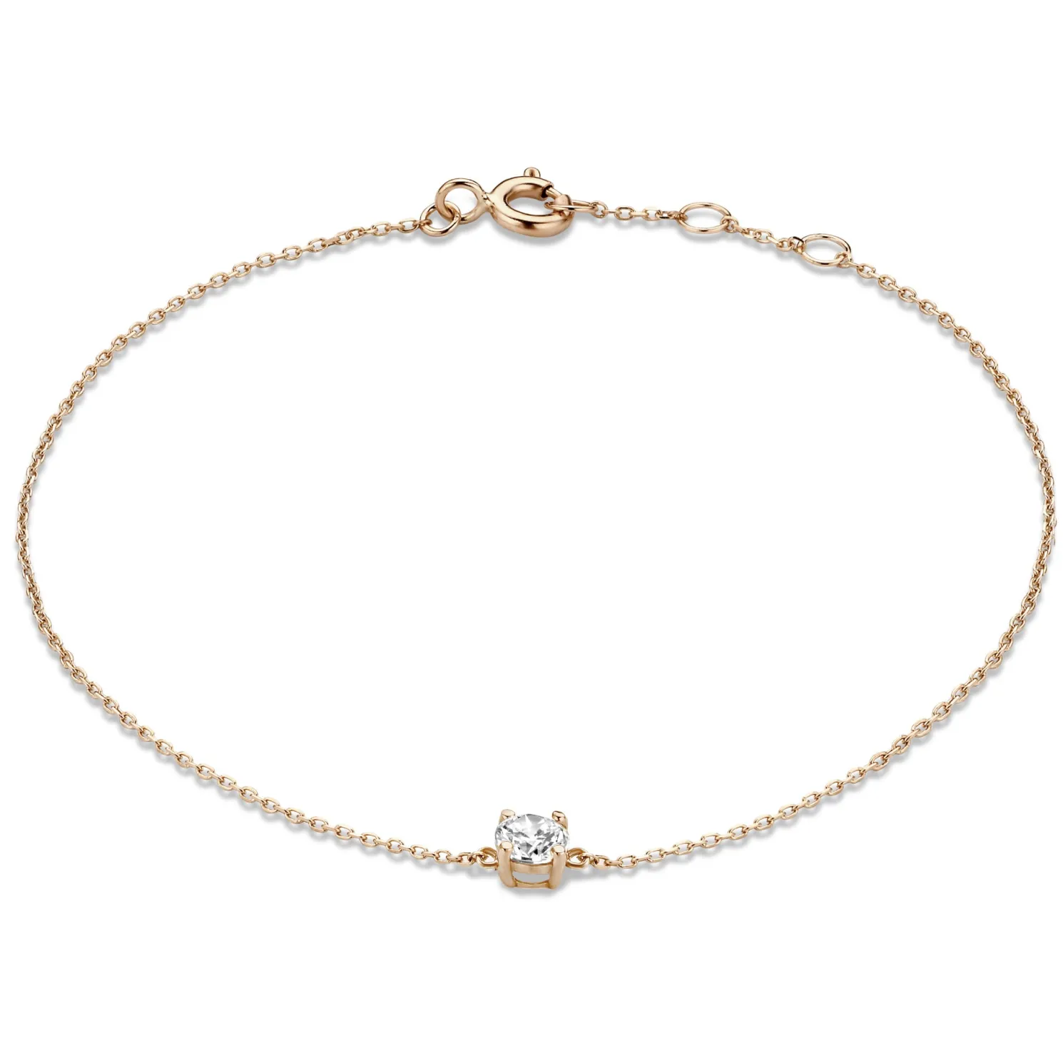 La Concorde Apolline 14 karaat rosé gouden armband met zirkonia steentje