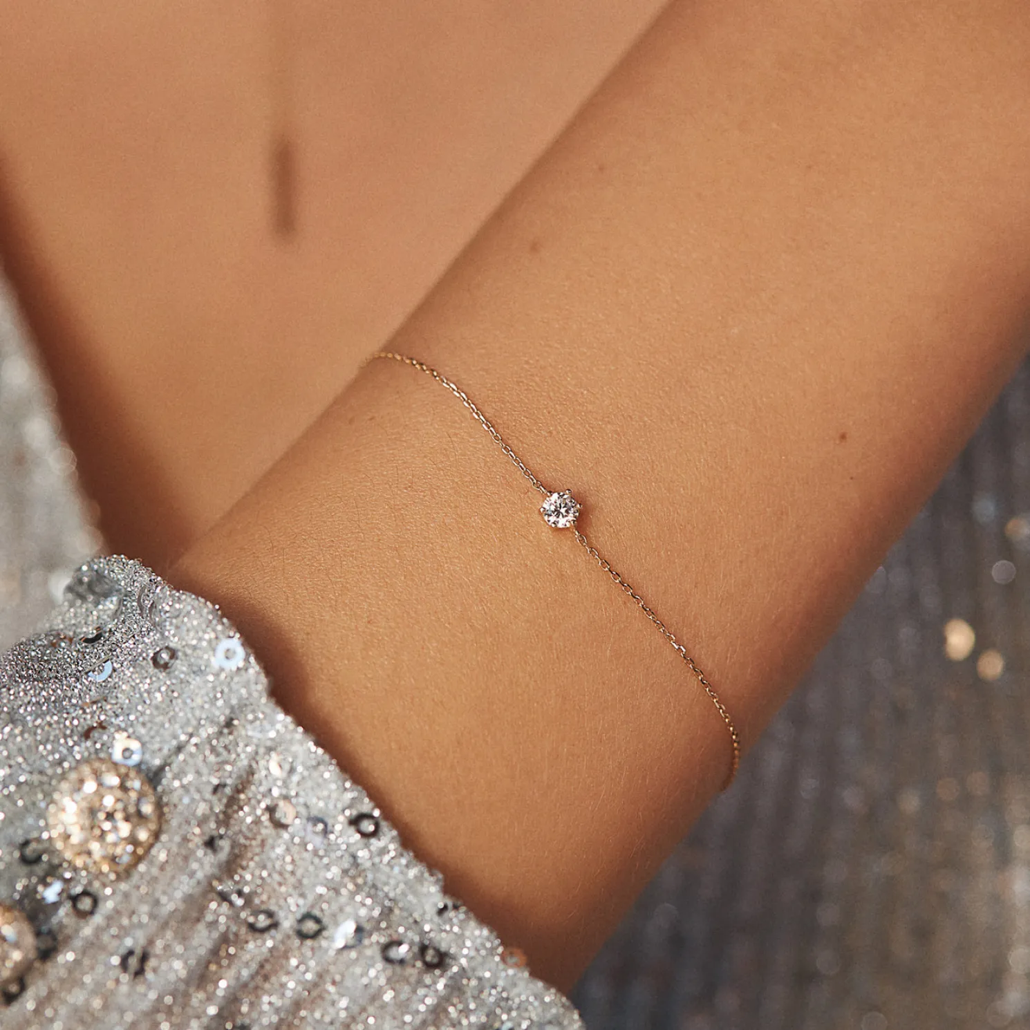 La Concorde Apolline 14 karaat rosé gouden armband met zirkonia steentje