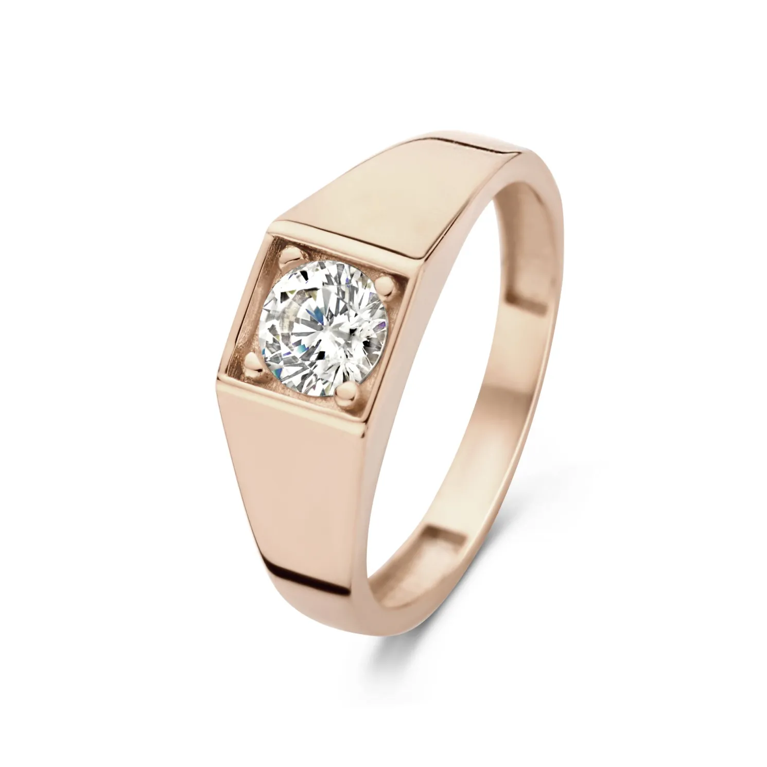 La Concorde Lauren 14 karaat roségouden ring met zirkonia steen