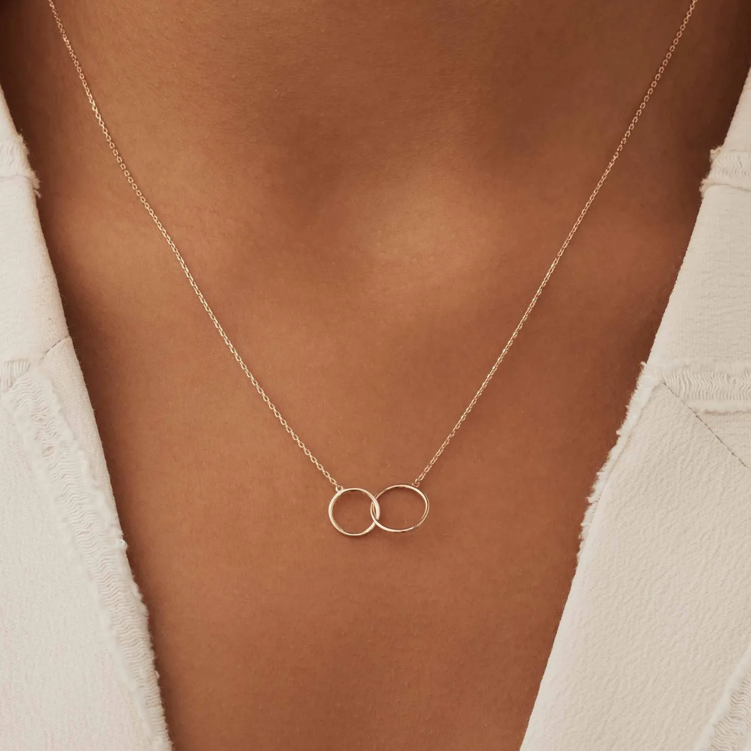 La Concorde Loulou 14 karaat rosé gouden collier met twee ringen