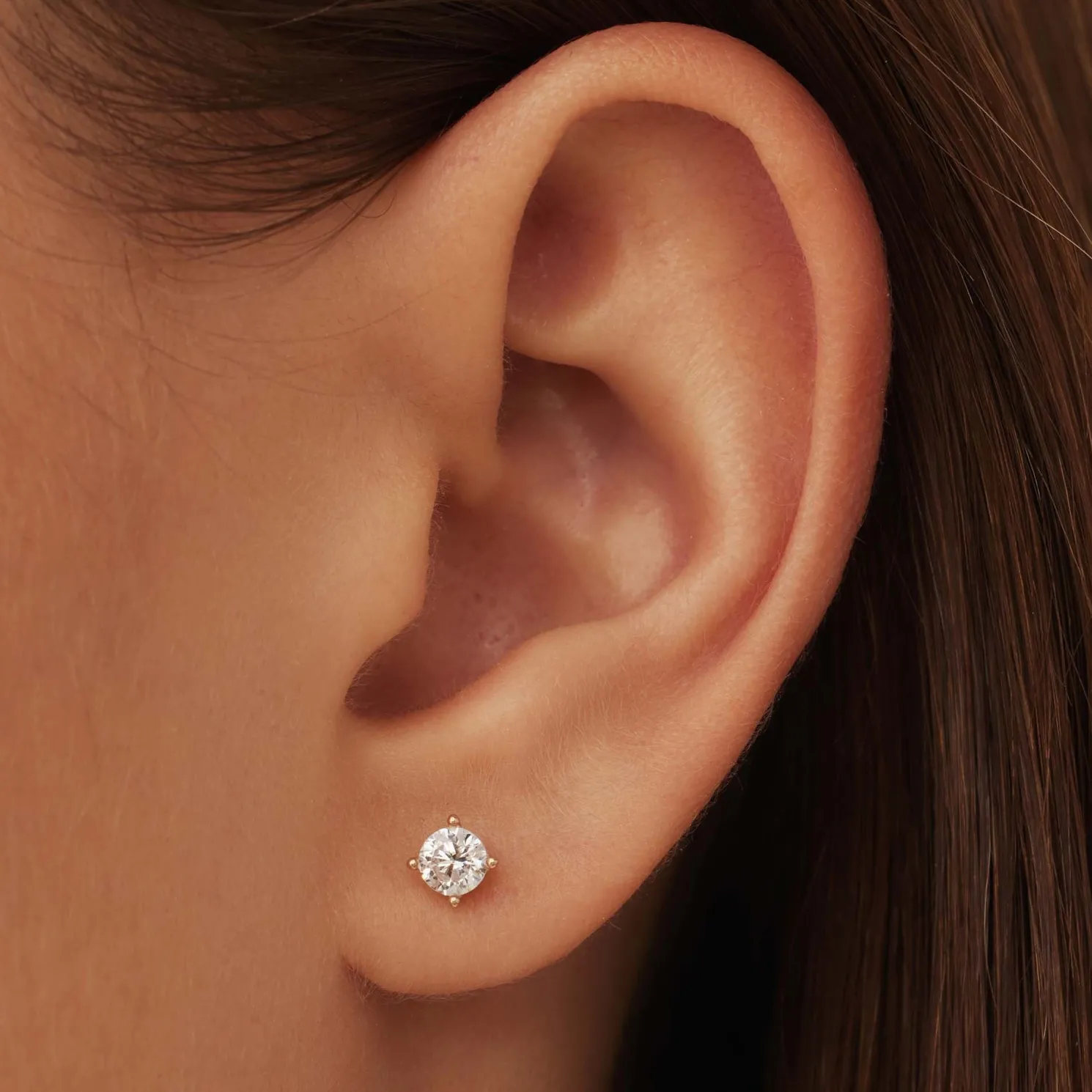 La Concorde Lourdes 14 karaat rosé gouden oorknoppen met zirkonia steentje